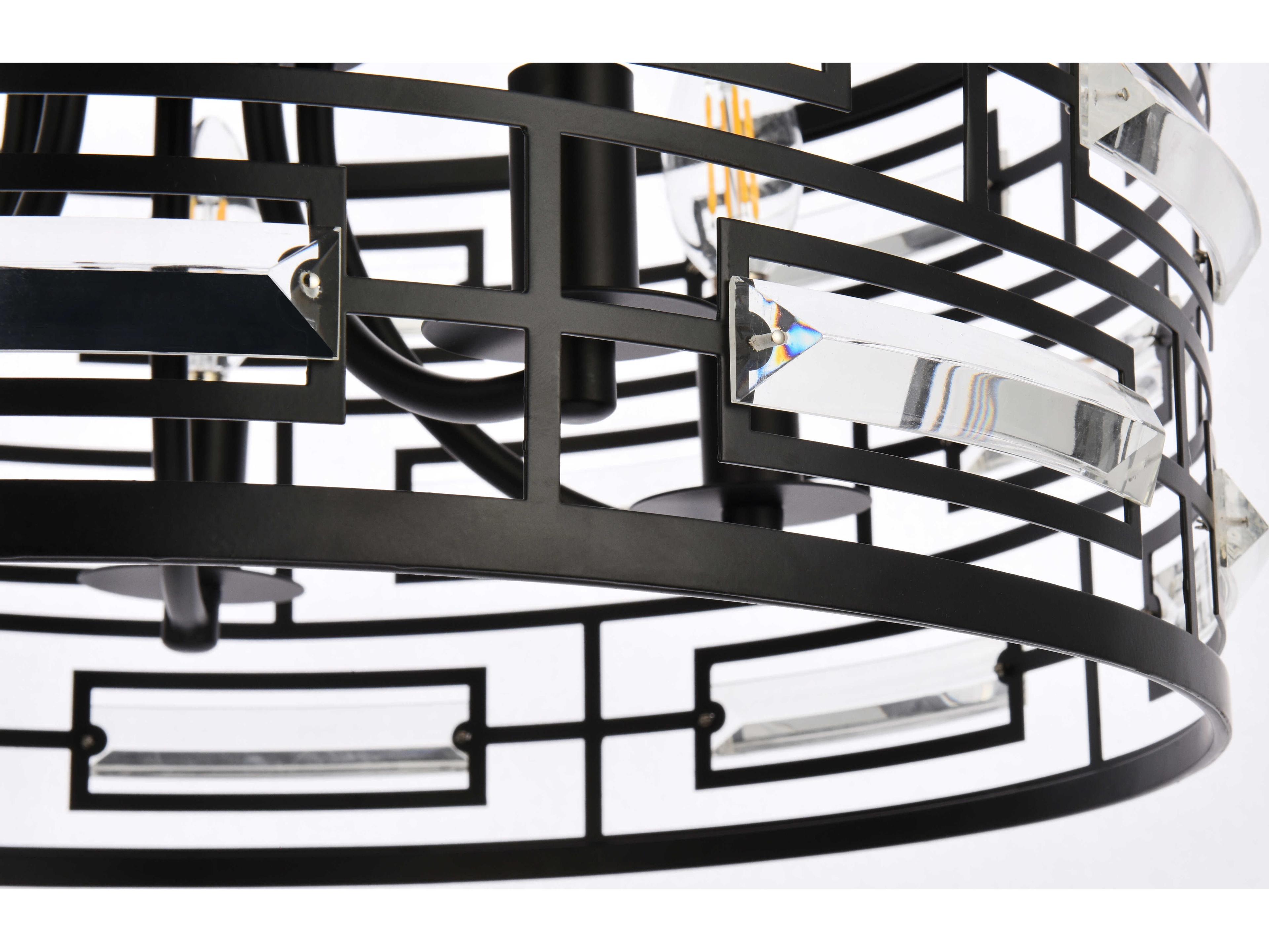 Elegant Lighting Kennedy 5-Light Black Crystal Drum Chandelier
