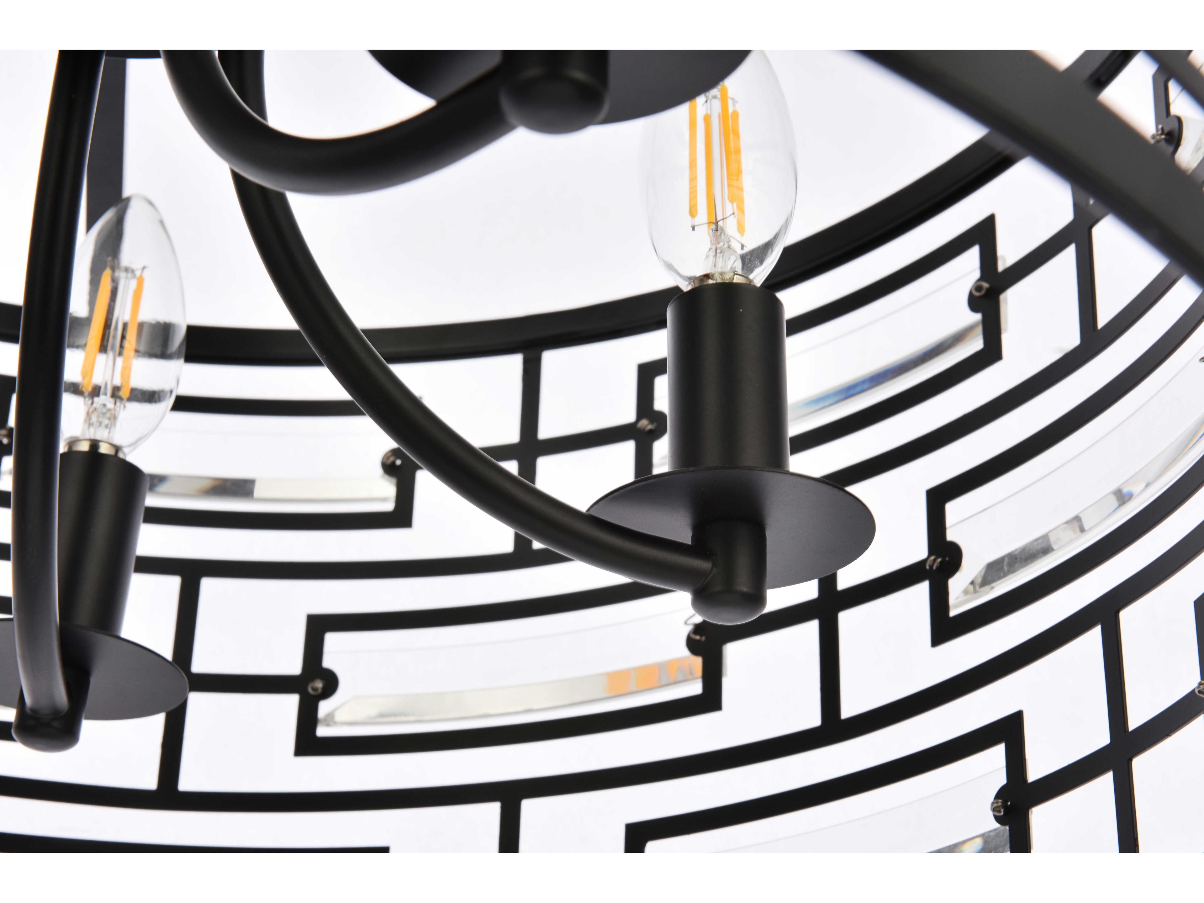 Elegant Lighting Kennedy 5-Light Black Crystal Drum Chandelier