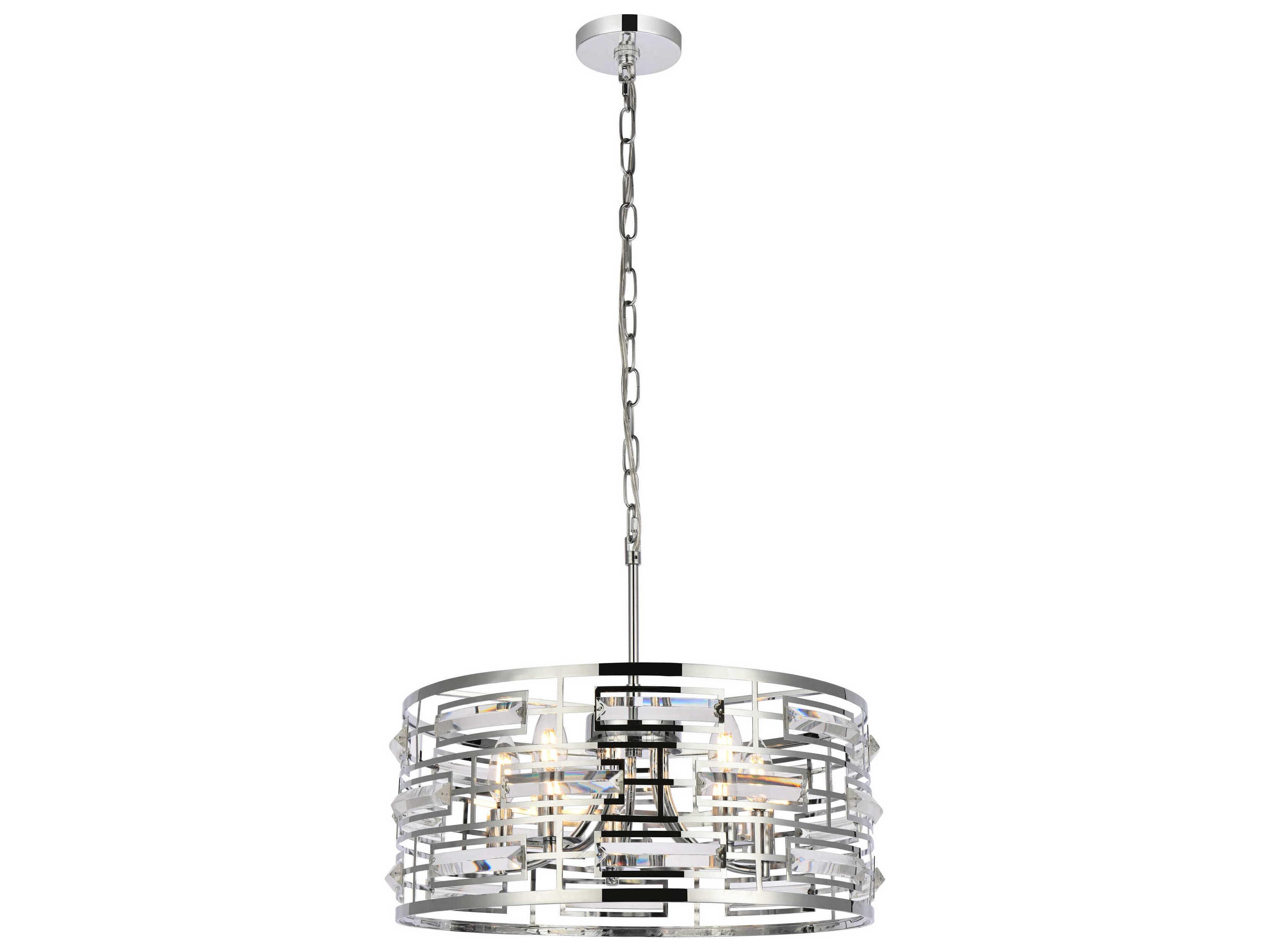 Elegant Lighting Kennedy 5-Light Chrome Crystal Drum Chandelier