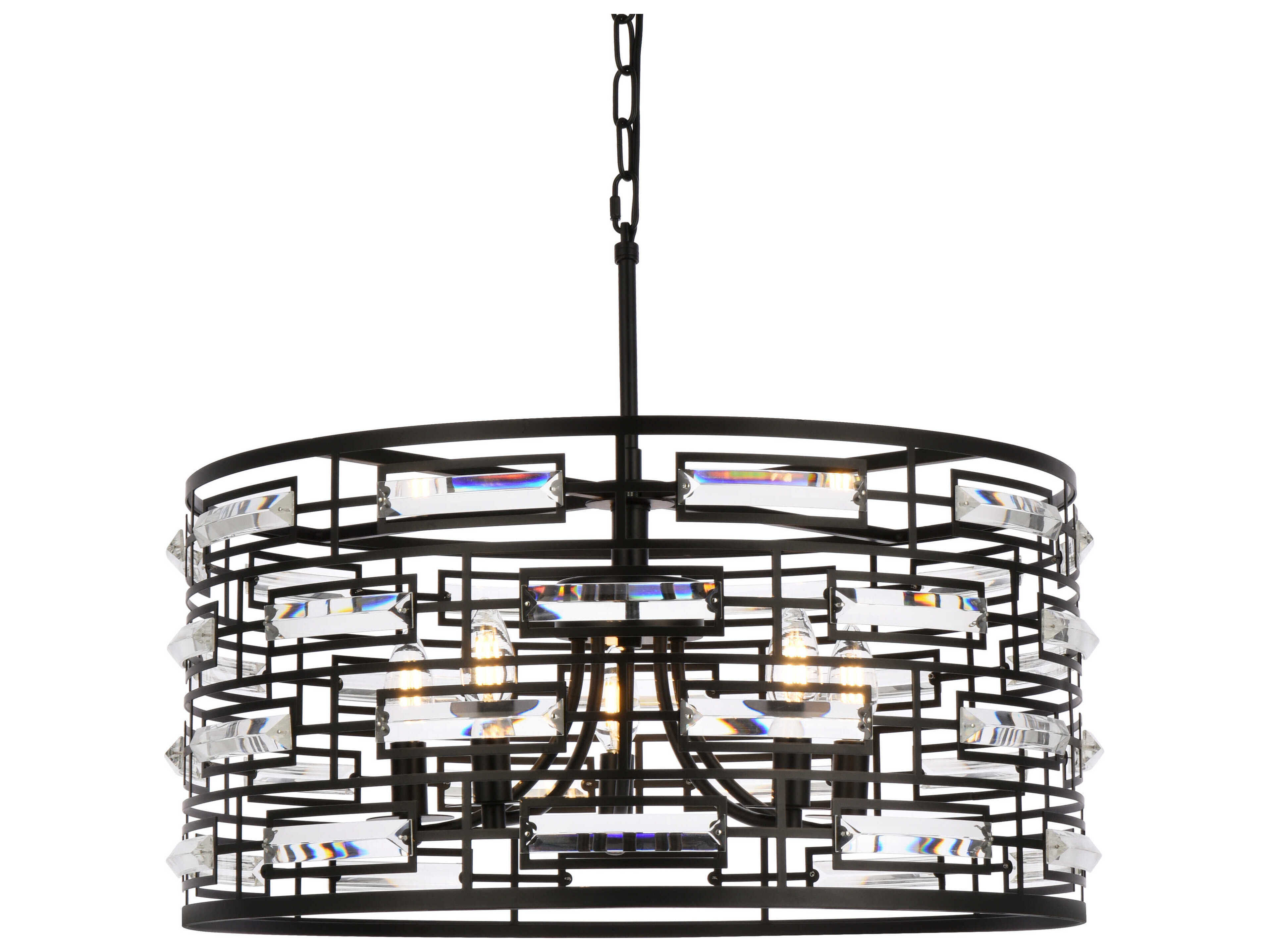 Elegant Lighting Kennedy 5-Light Black Crystal Drum Chandelier