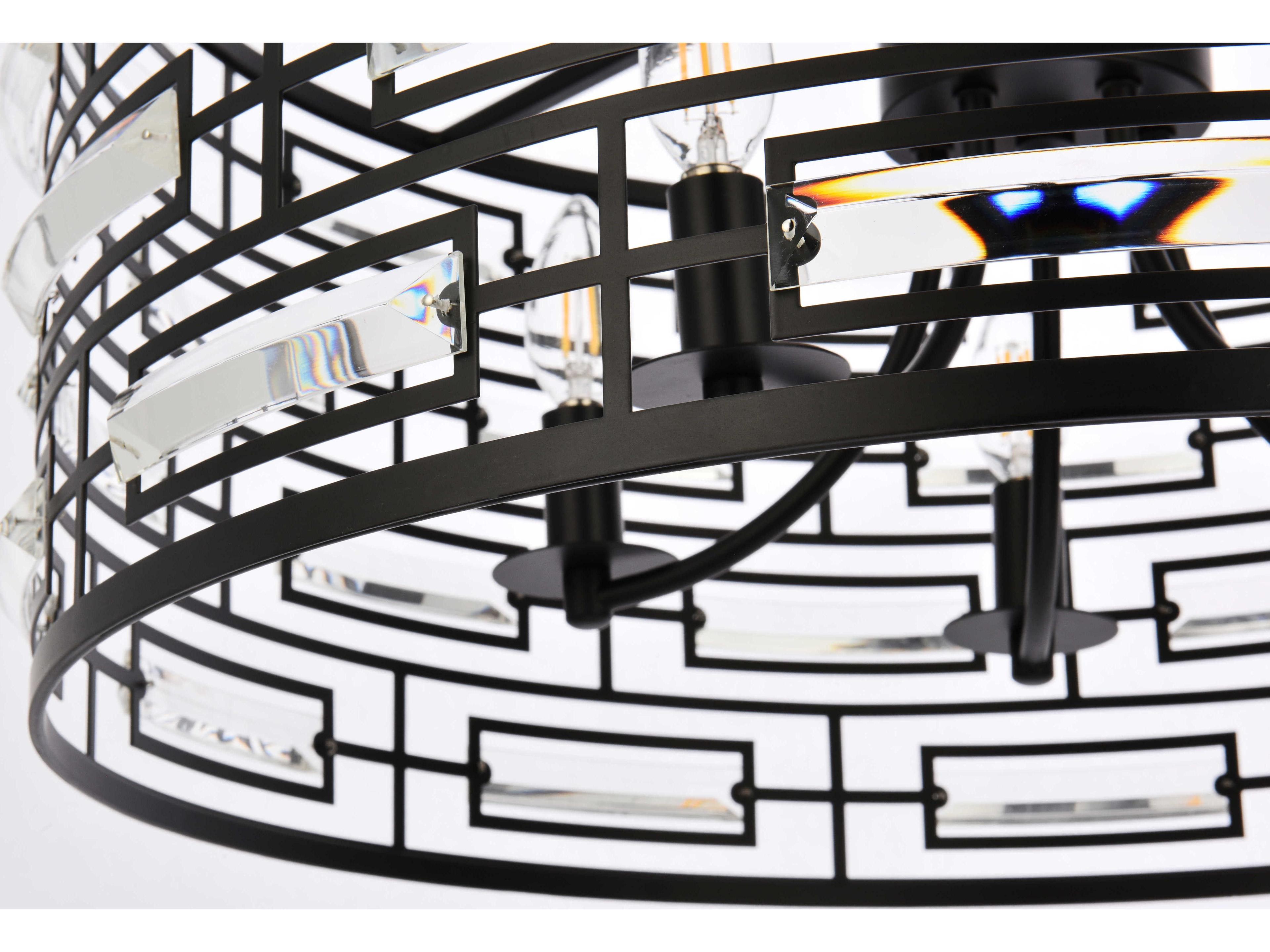 Elegant Lighting Kennedy 5-Light Black Crystal Drum Chandelier