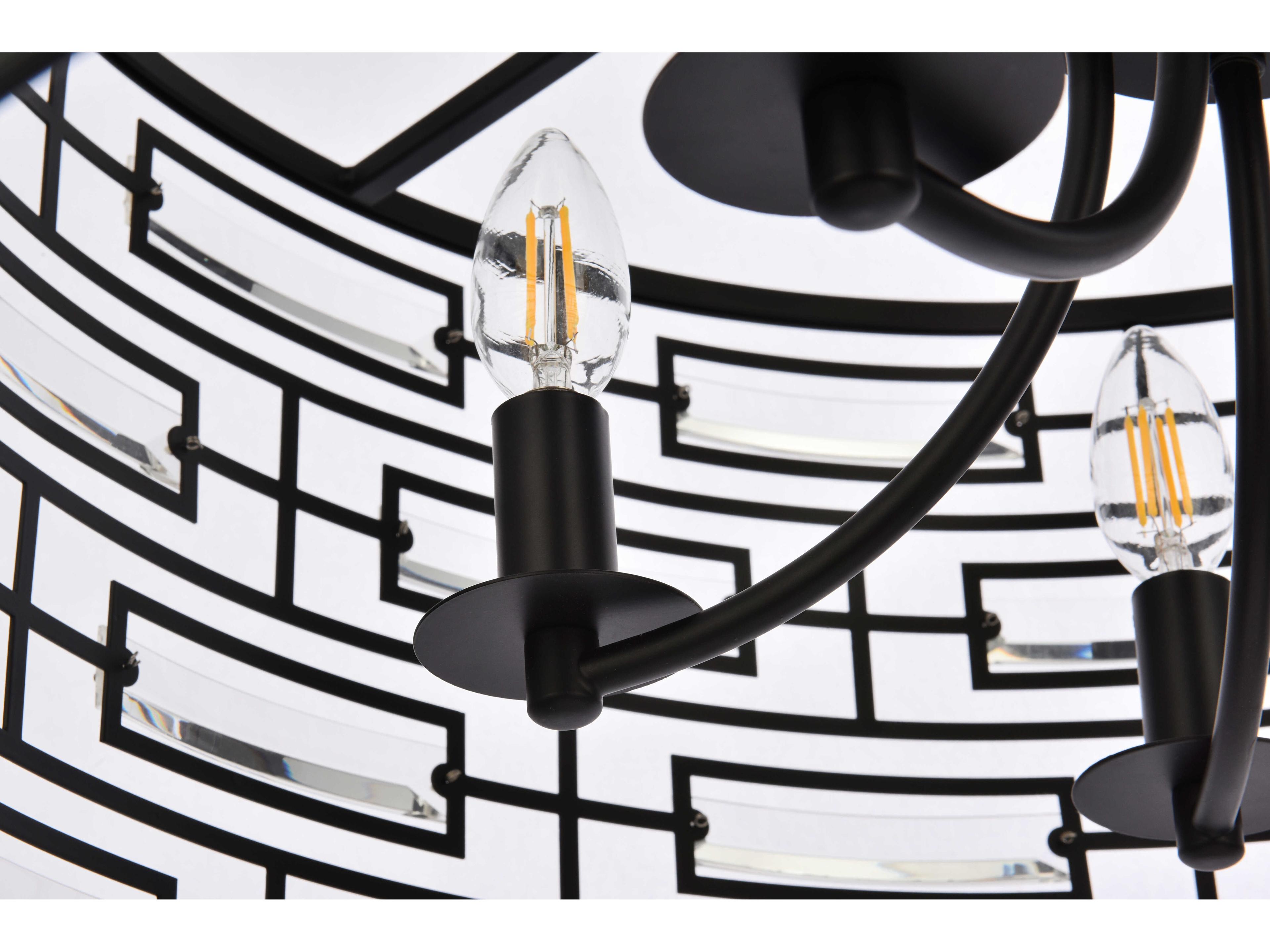 Elegant Lighting Kennedy 5-Light Black Crystal Drum Chandelier