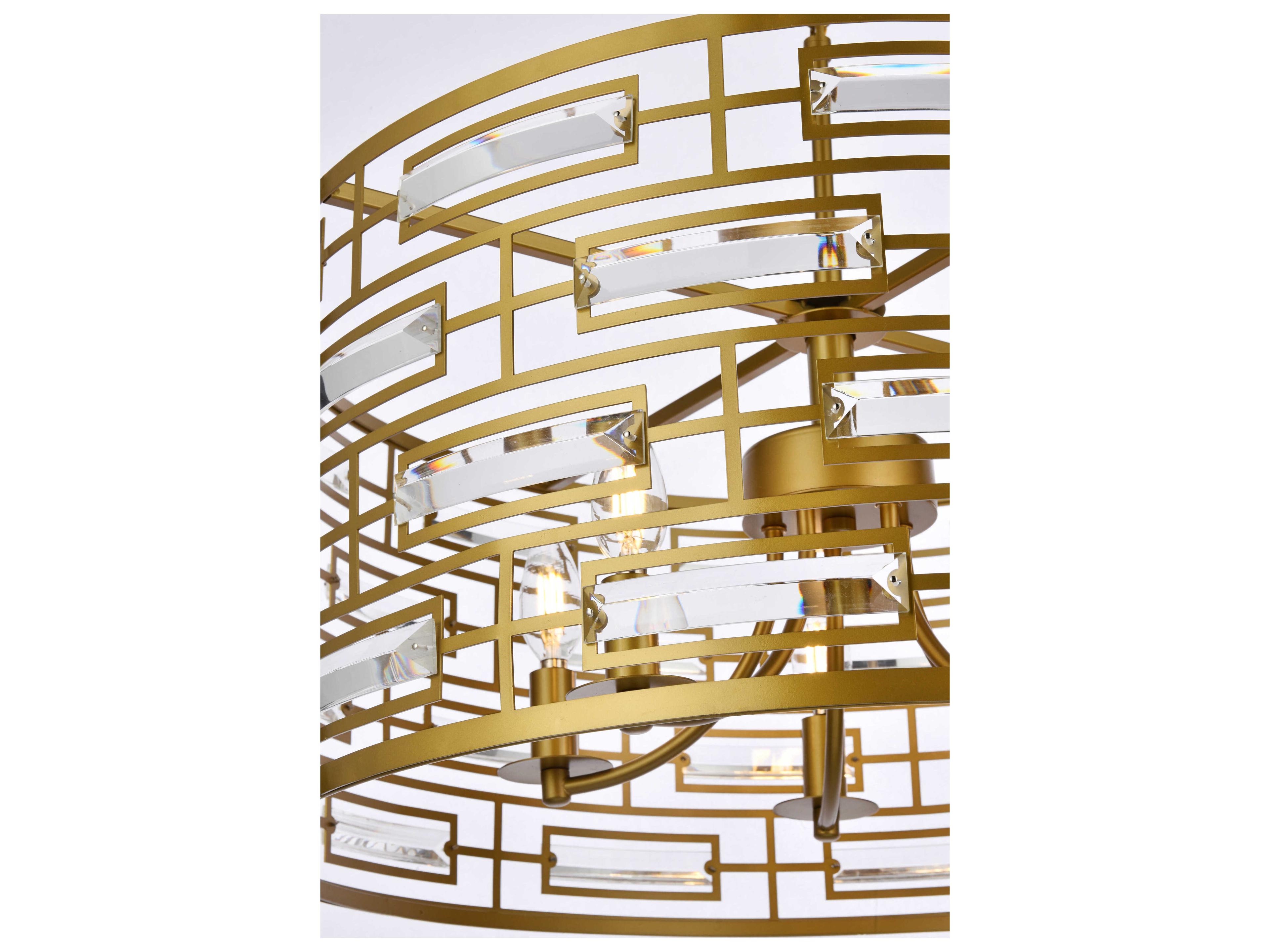 Elegant Lighting Kennedy 5-Light Brass Crystal Drum Chandelier
