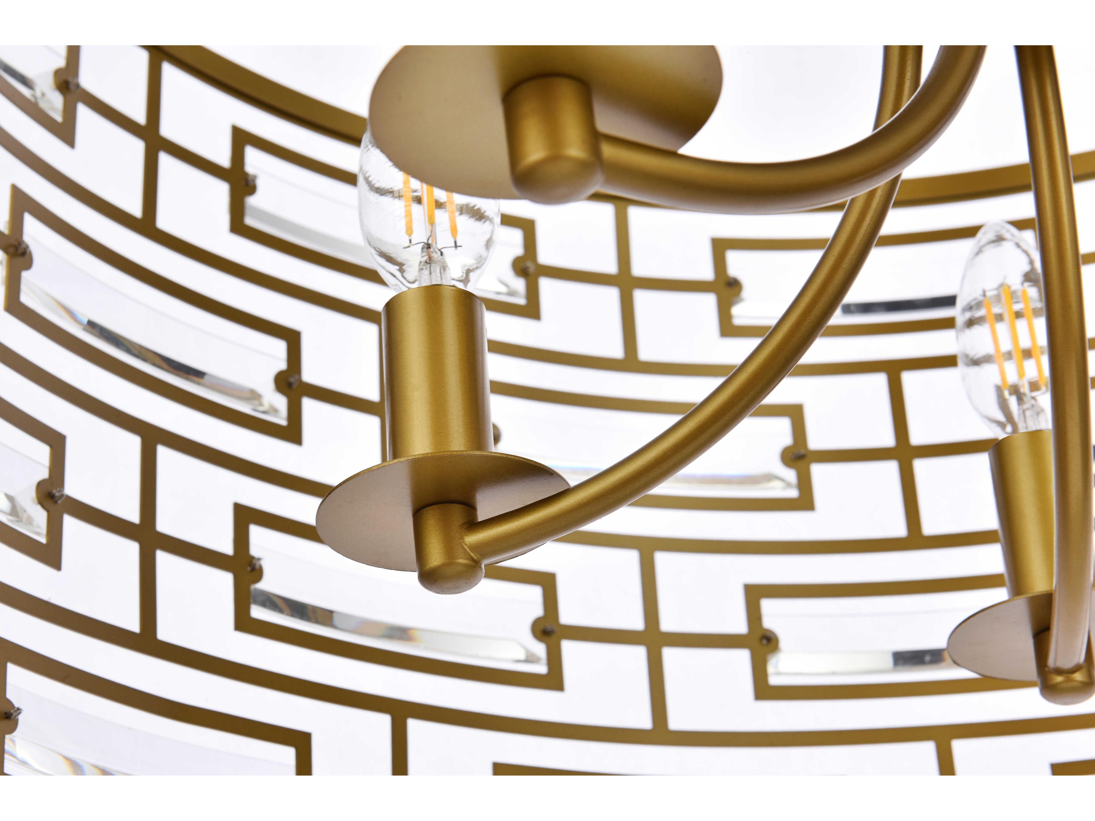 Elegant Lighting Kennedy 5-Light Brass Crystal Drum Chandelier