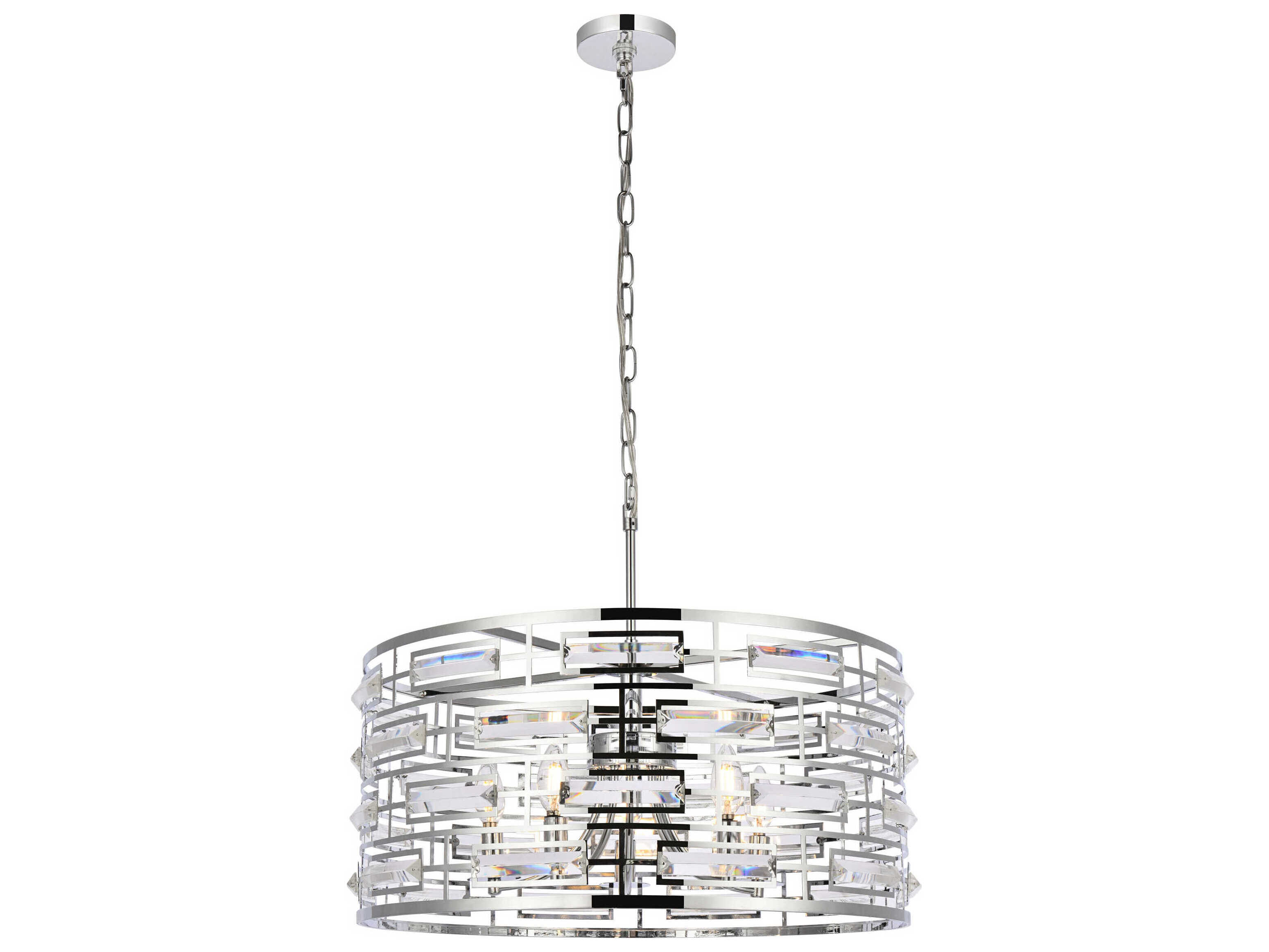 Elegant Lighting Kennedy 5-Light Chrome Crystal Drum Chandelier