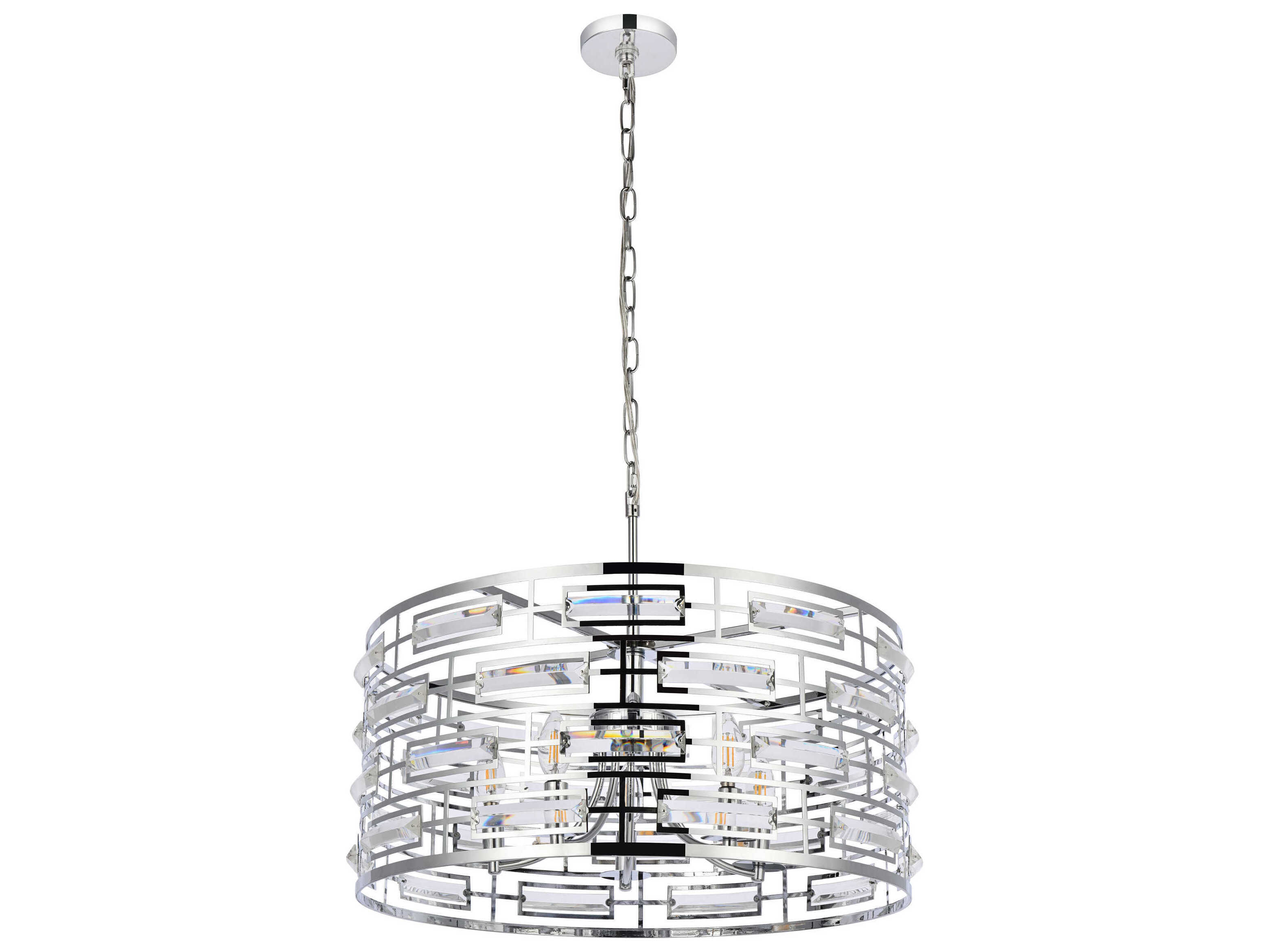 Elegant Lighting Kennedy 5-Light Chrome Crystal Drum Chandelier