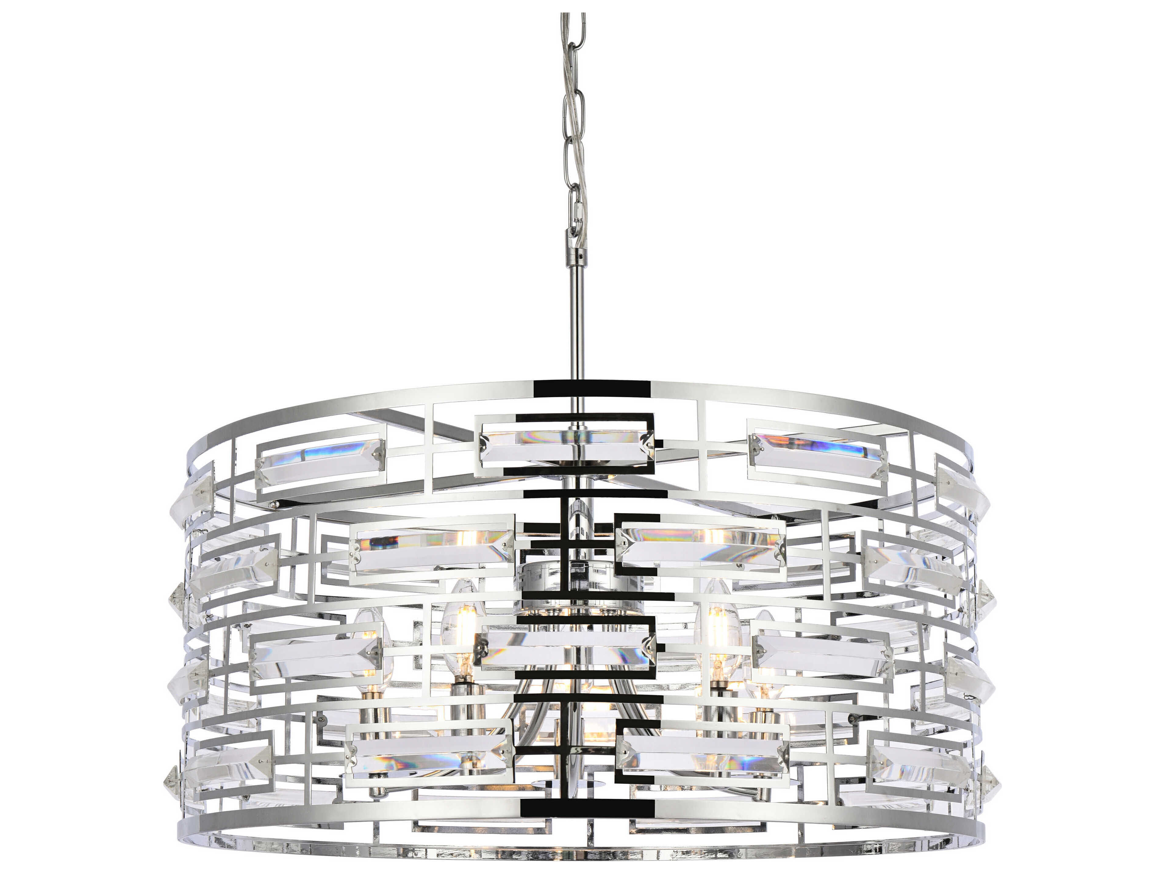 Elegant Lighting Kennedy 5-Light Chrome Crystal Drum Chandelier