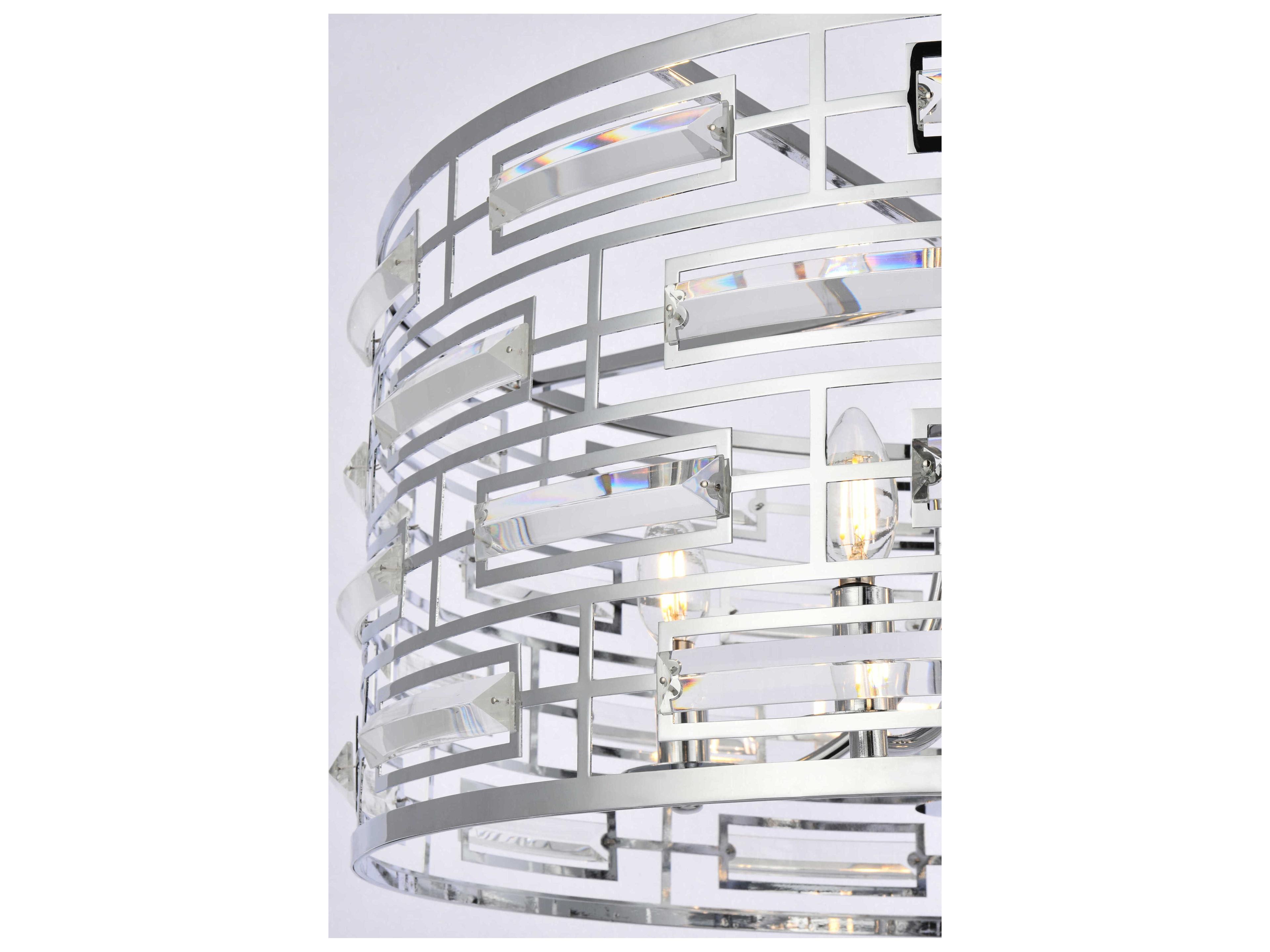 Elegant Lighting Kennedy 5-Light Chrome Crystal Drum Chandelier