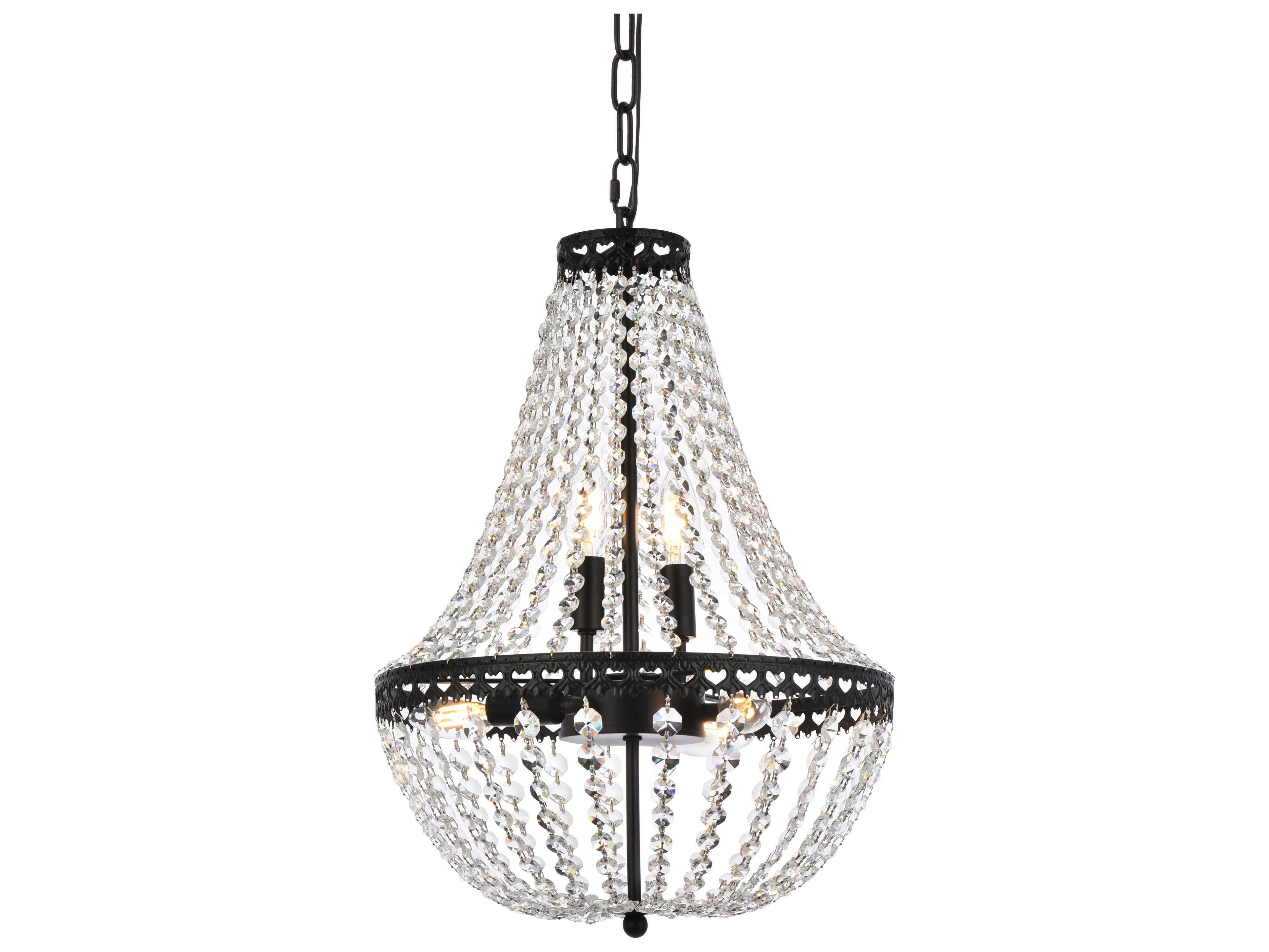 Elegant Lighting Valeria 5-Light Black Crystal Empire Chandelier