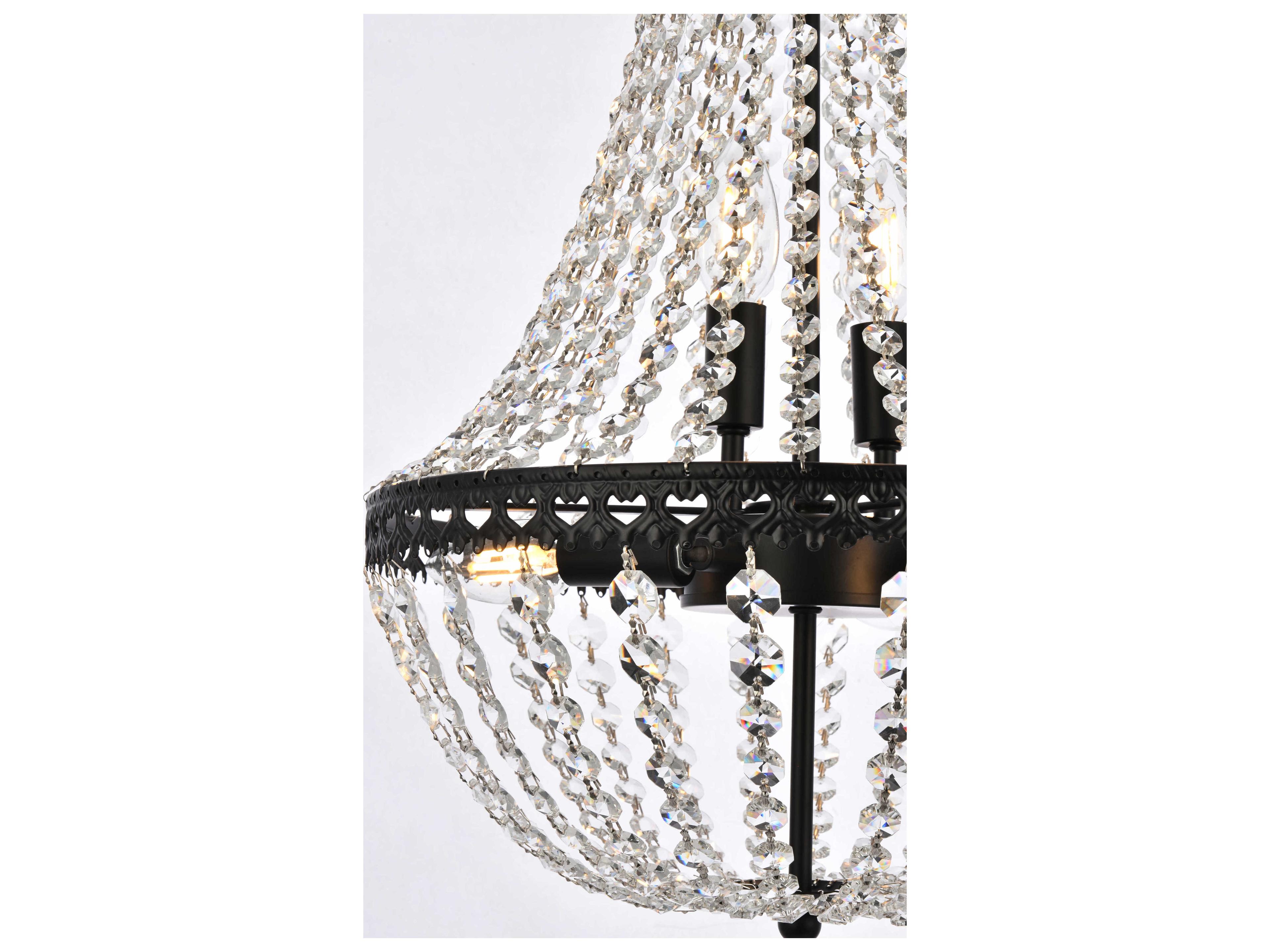 Elegant Lighting Valeria 5-Light Black Crystal Empire Chandelier