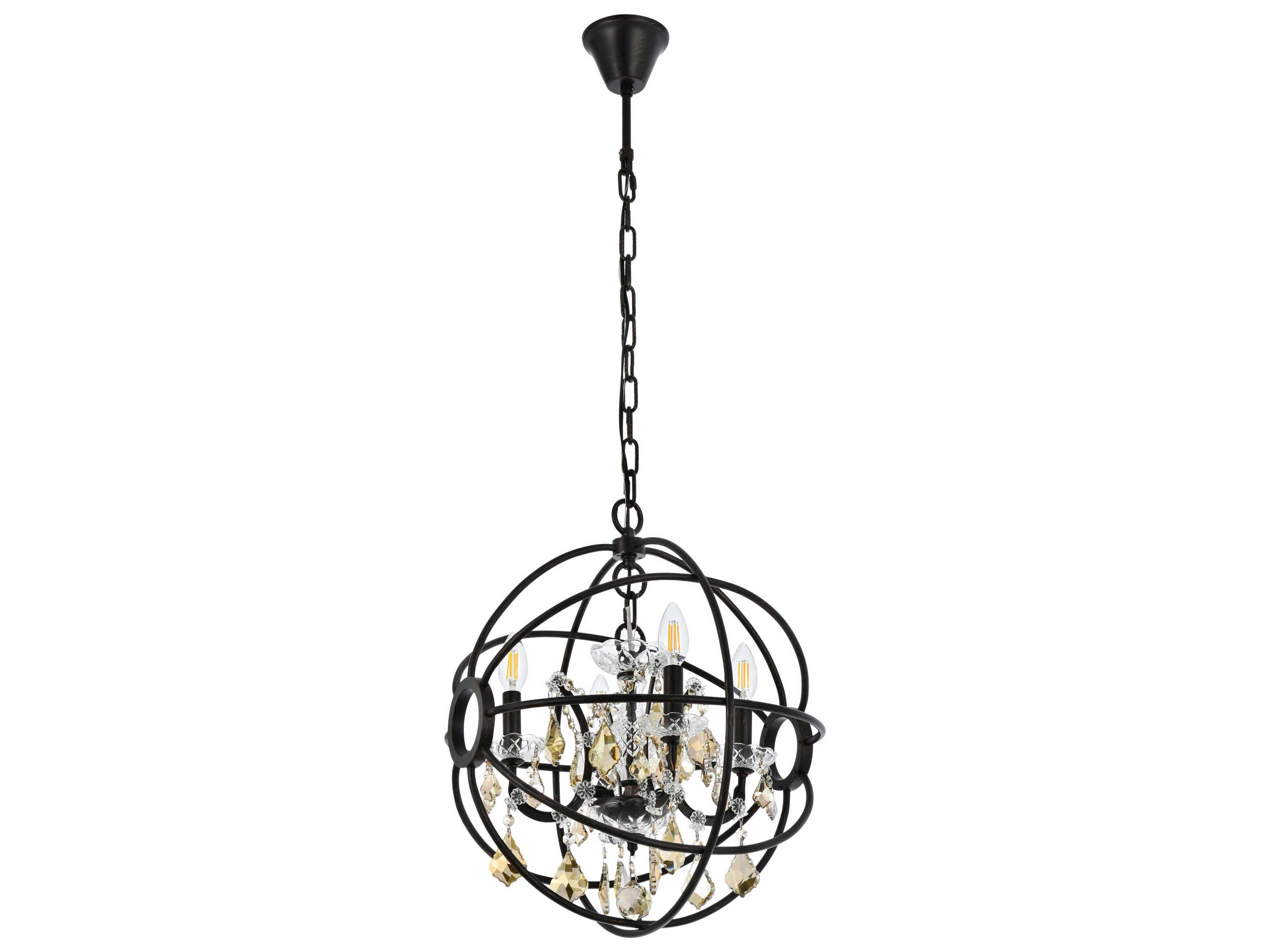 Elegant Lighting Geneva 4-Light Dark Bronze Gold Crystal Candelabra Chandelier