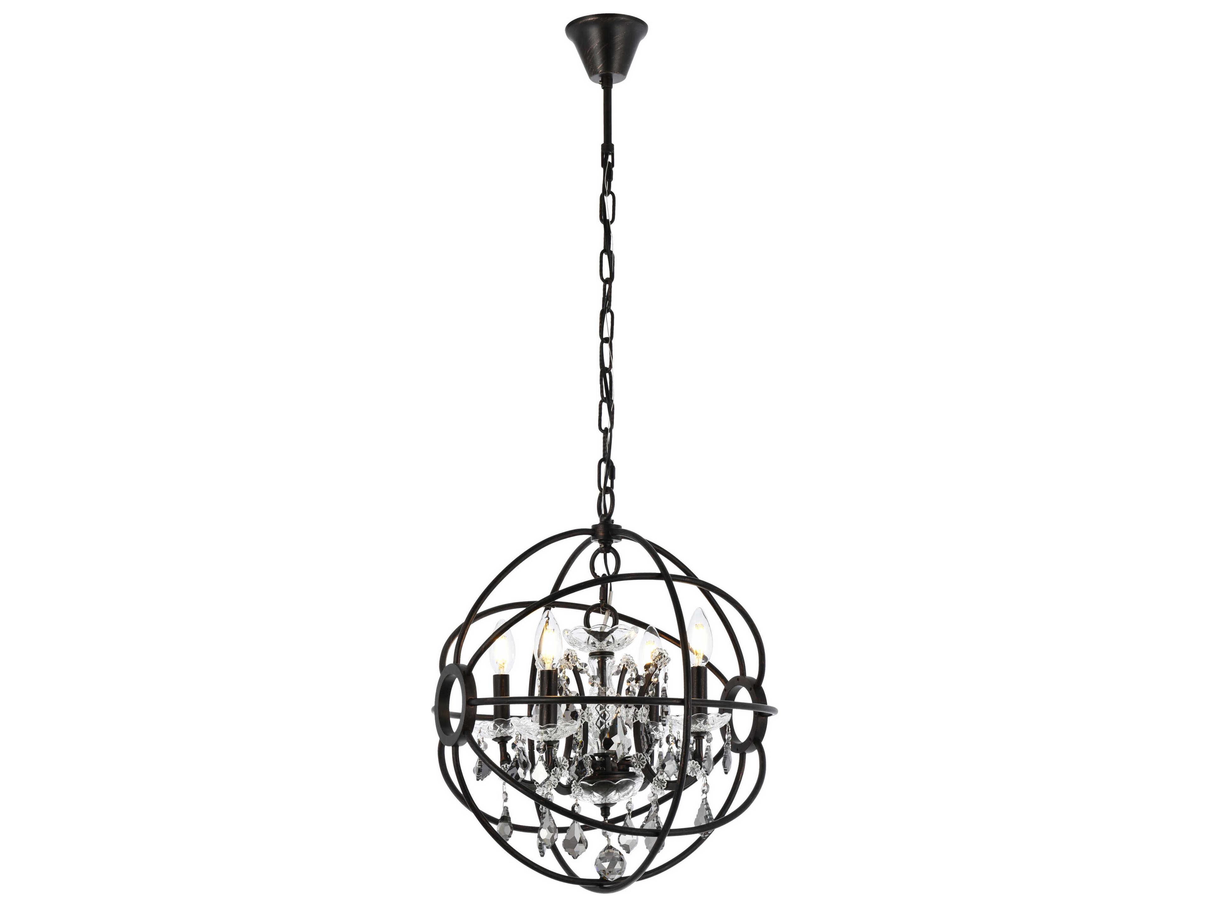 Elegant Lighting Geneva 4-Light Dark Bronze Silver Crystal Candelabra Chandelier
