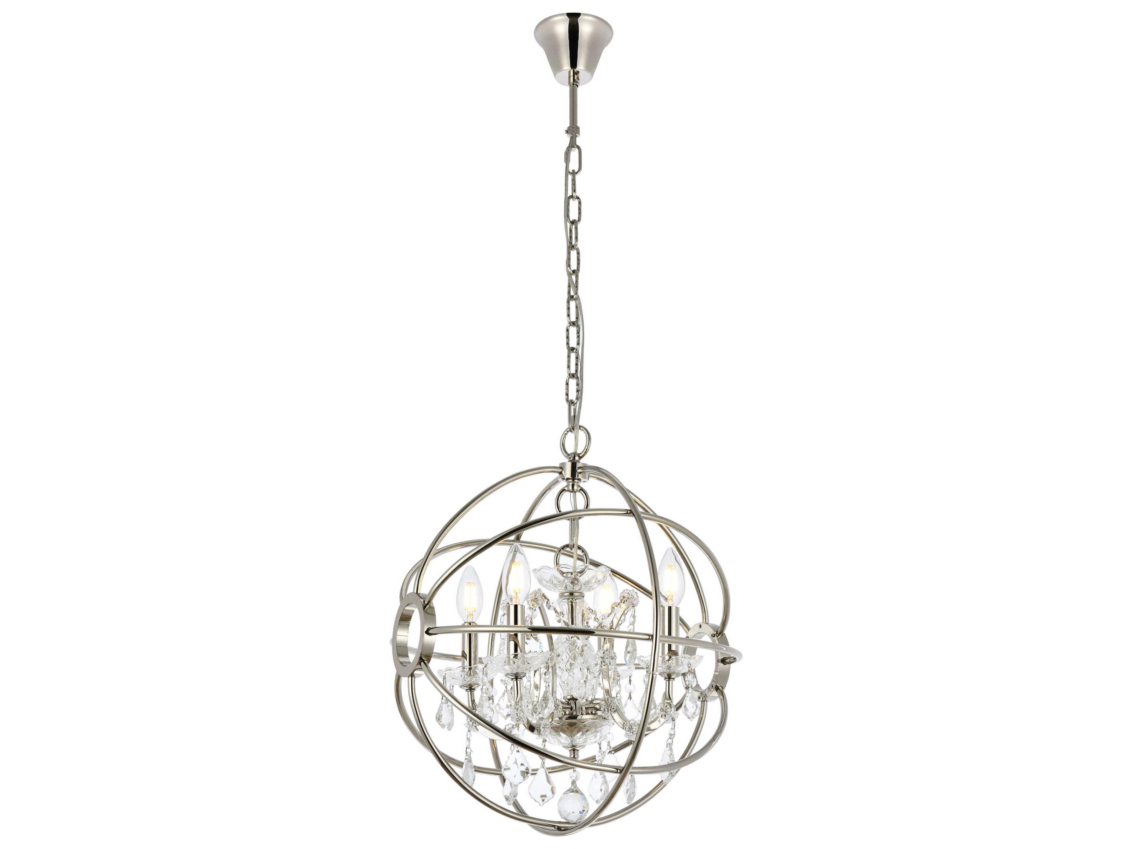 Elegant Lighting Geneva 4-Light Polished Nickel Crystal Candelabra Chandelier