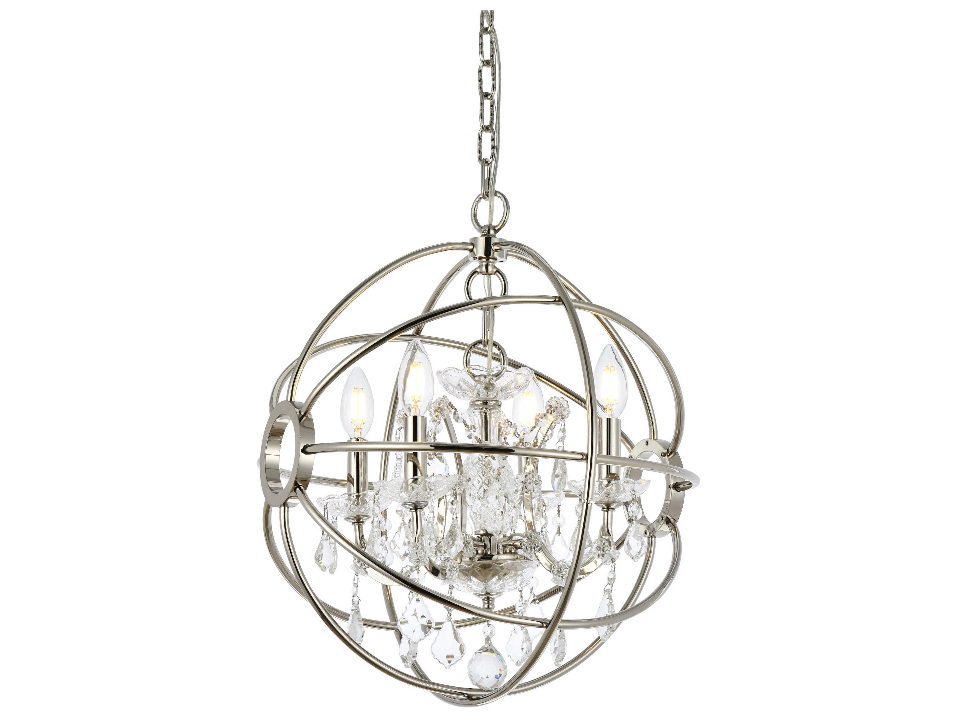 Elegant Lighting Geneva 4-Light Polished Nickel Crystal Candelabra Chandelier