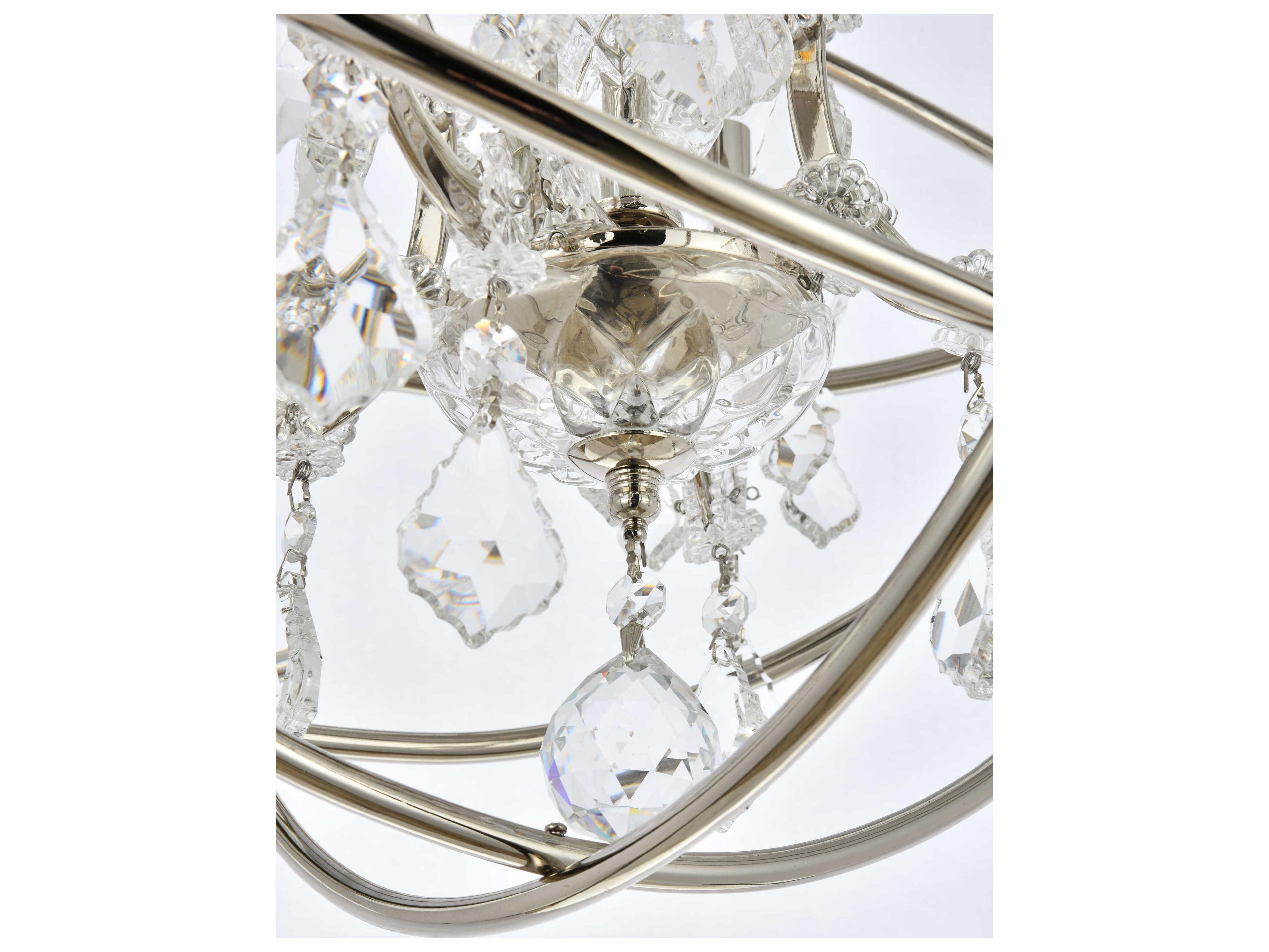 Elegant Lighting Geneva 4-Light Polished Nickel Crystal Candelabra Chandelier