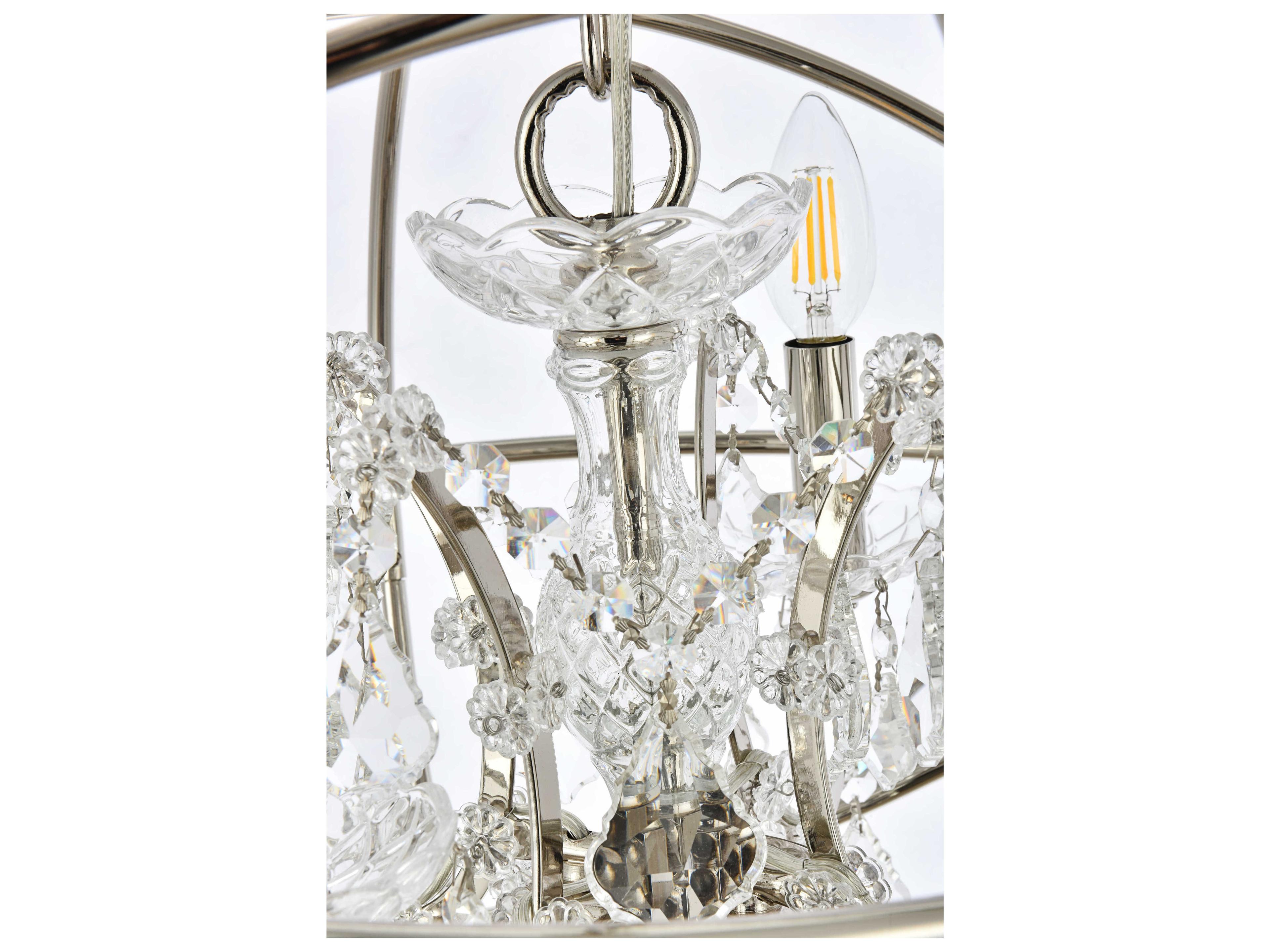 Elegant Lighting Geneva 4-Light Polished Nickel Crystal Candelabra Chandelier