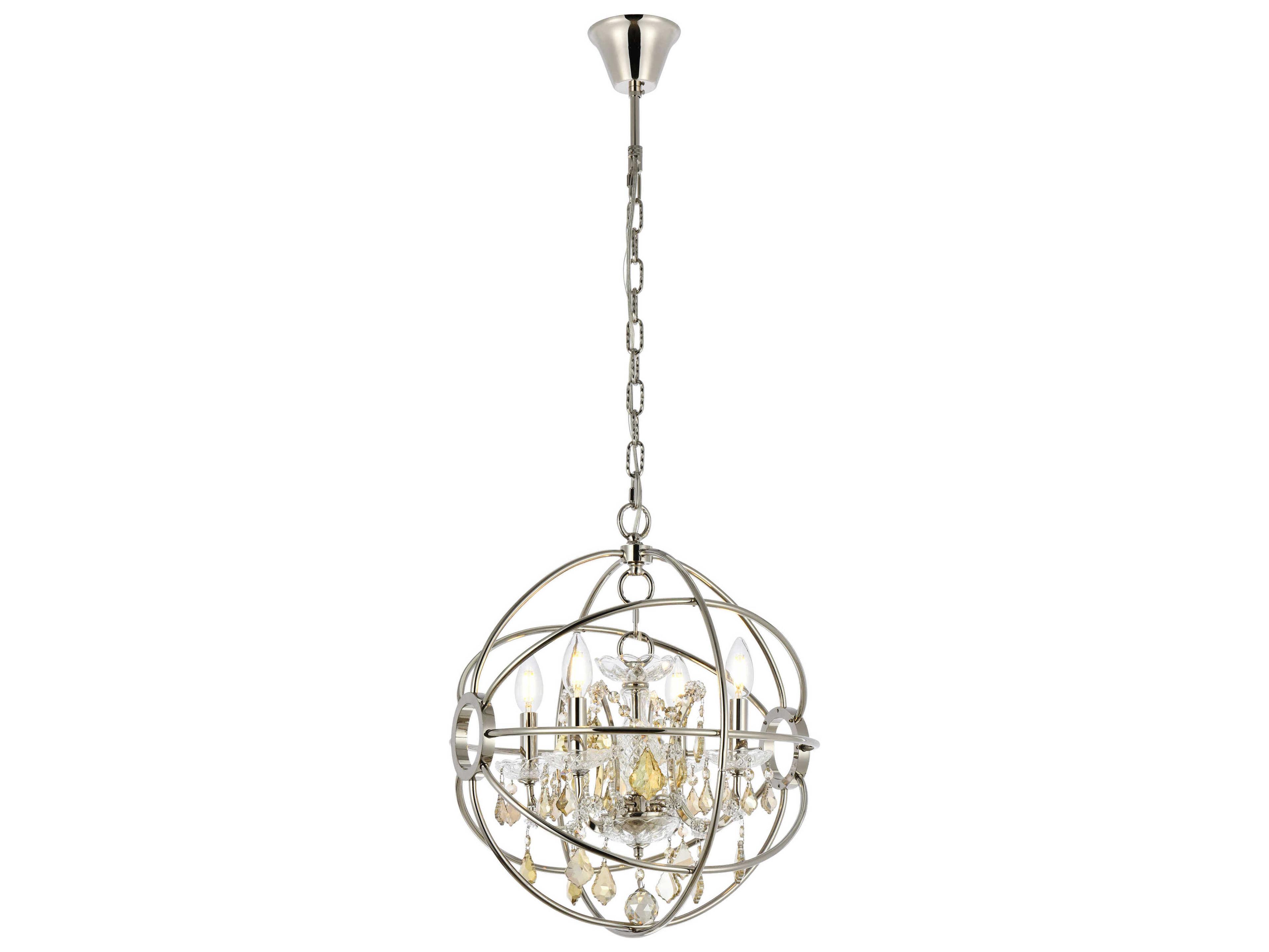 Elegant Lighting Geneva 4-Light Polished Nickel Crystal Candelabra Chandelier