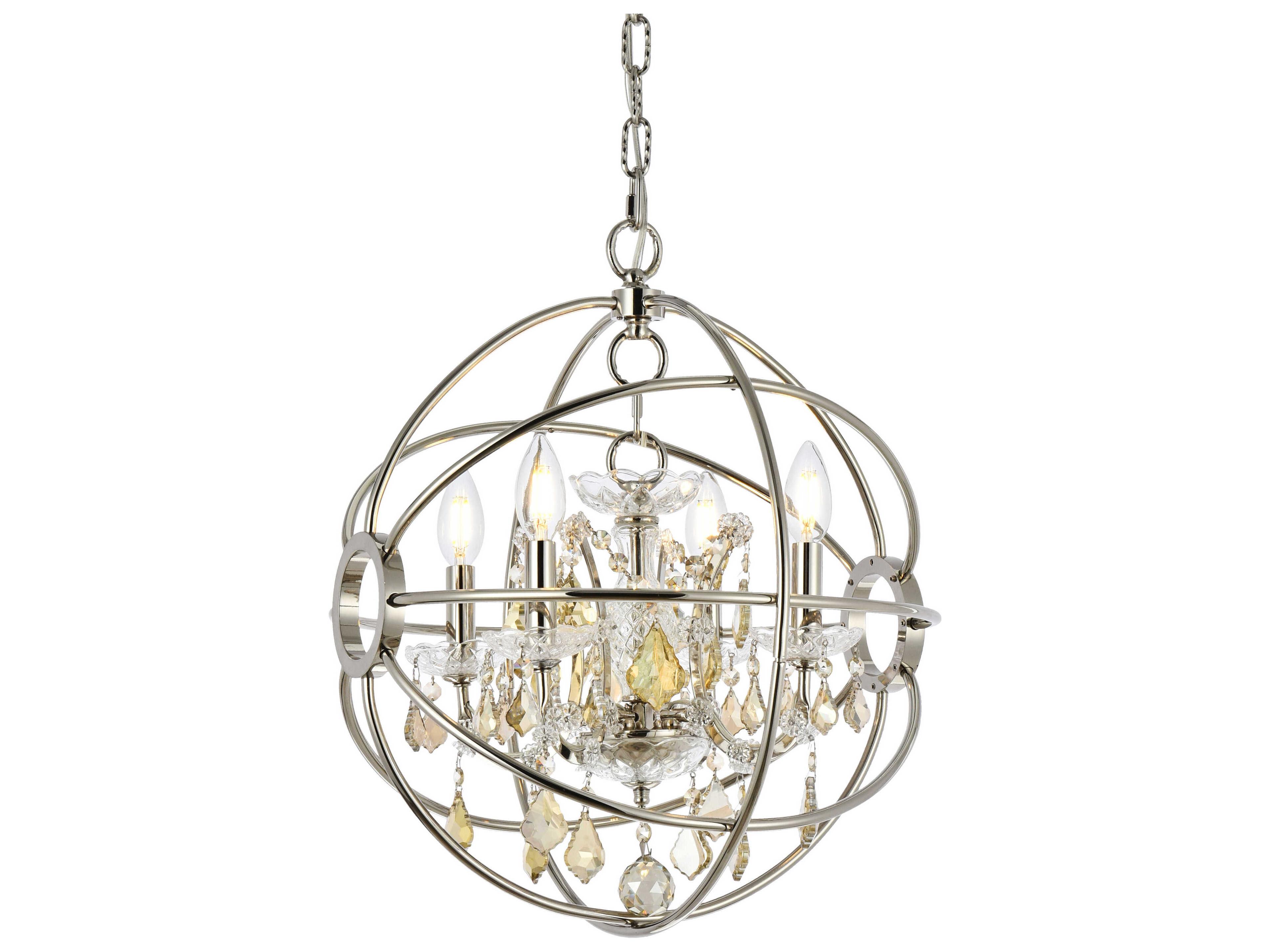 Elegant Lighting Geneva 4-Light Polished Nickel Crystal Candelabra Chandelier