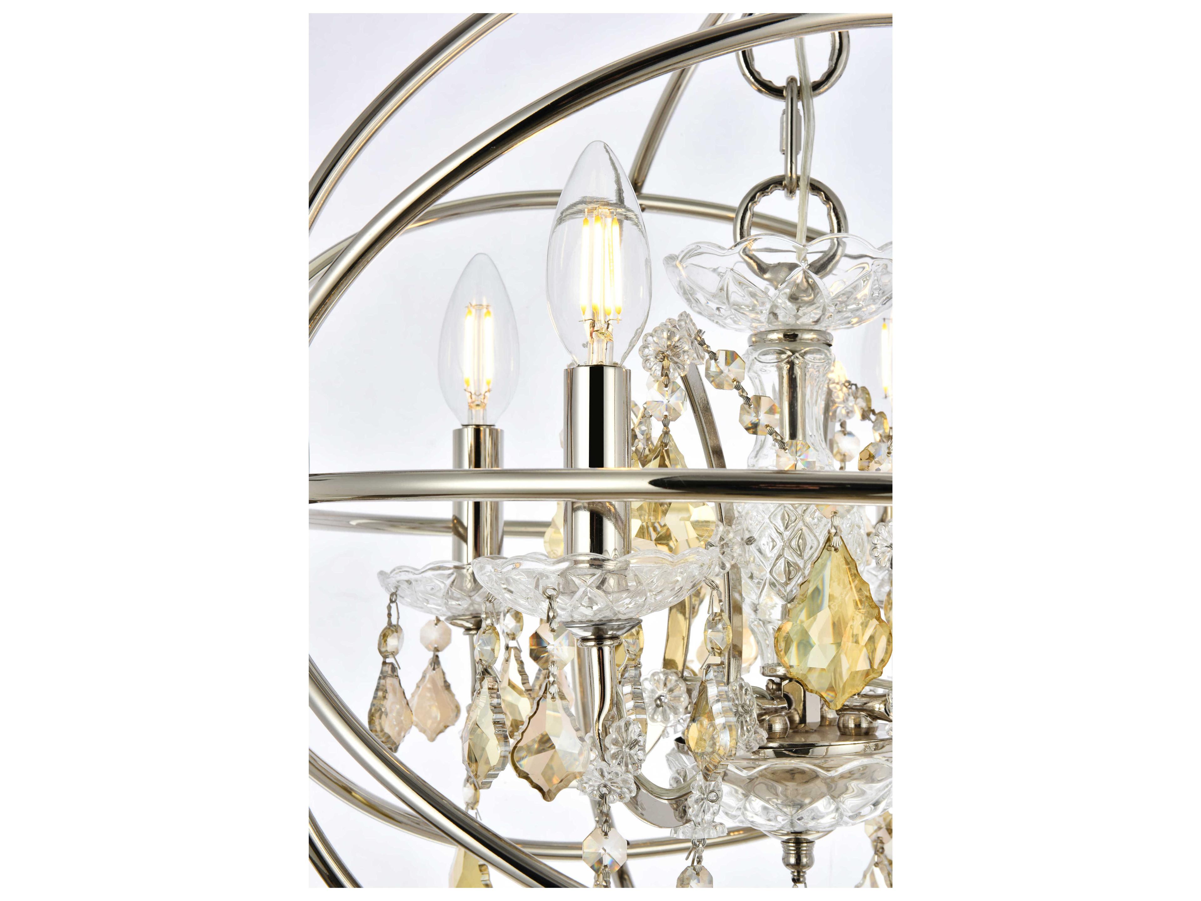 Elegant Lighting Geneva 4-Light Polished Nickel Crystal Candelabra Chandelier