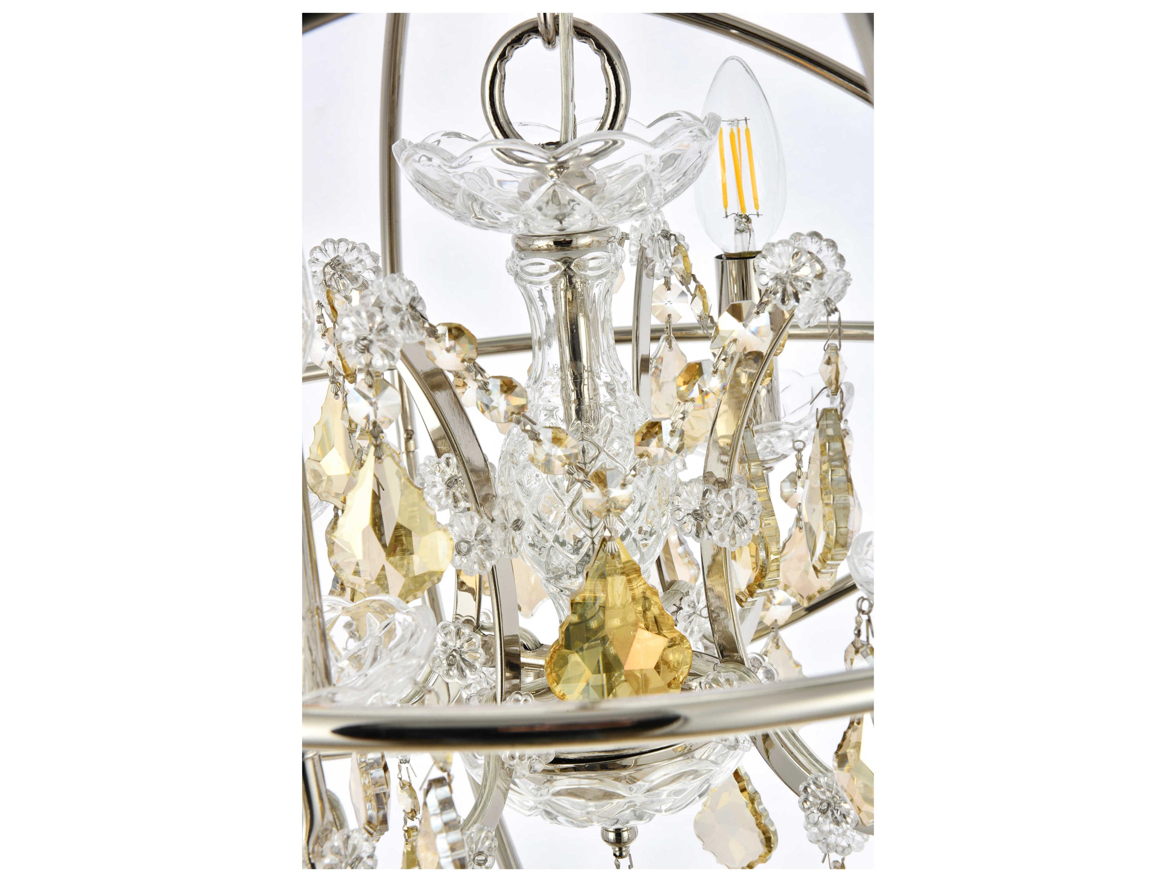 Elegant Lighting Geneva 4-Light Polished Nickel Crystal Candelabra Chandelier