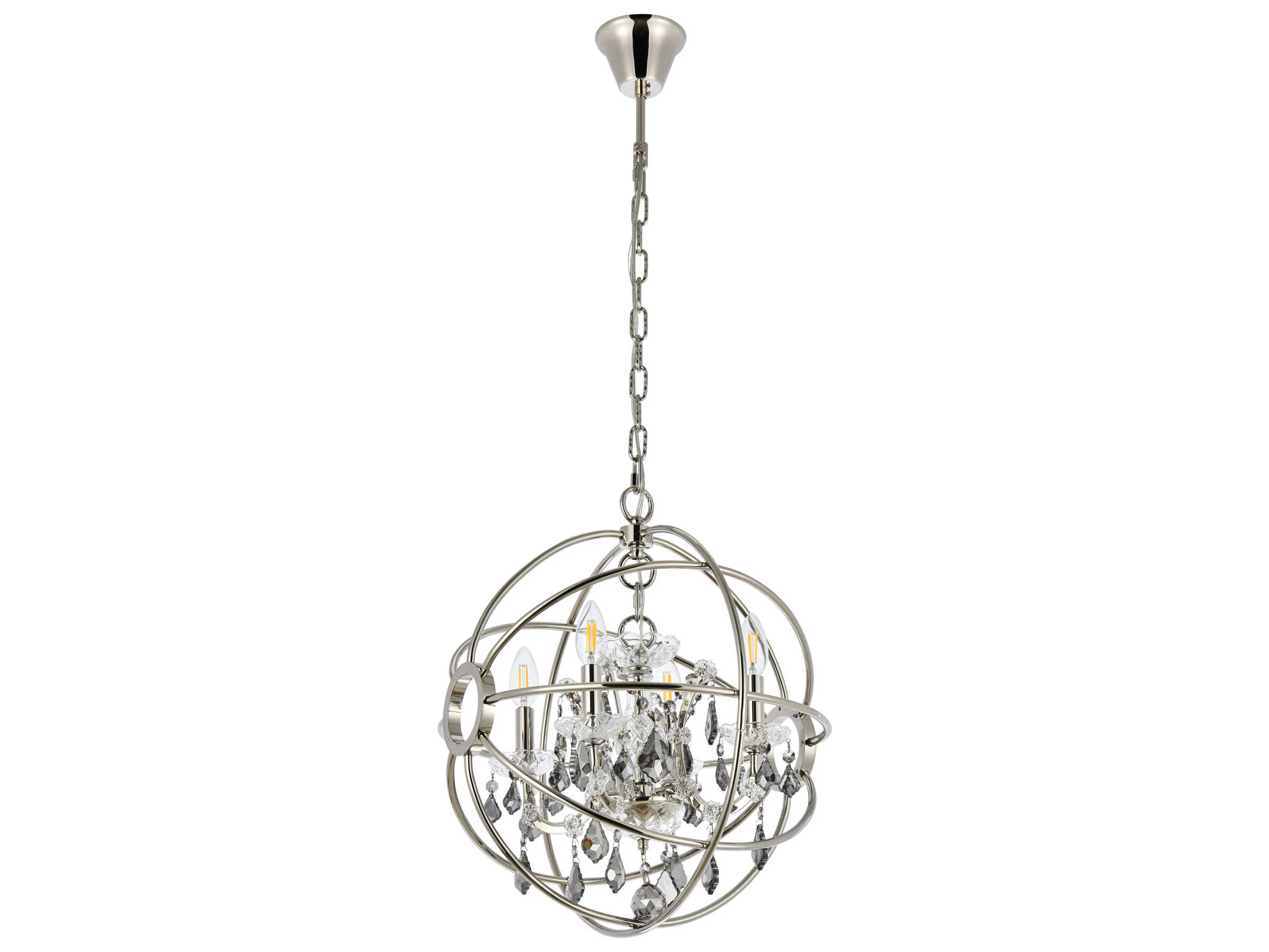 Elegant Lighting Geneva 4-Light Polished Nickel Crystal Candelabra Chandelier