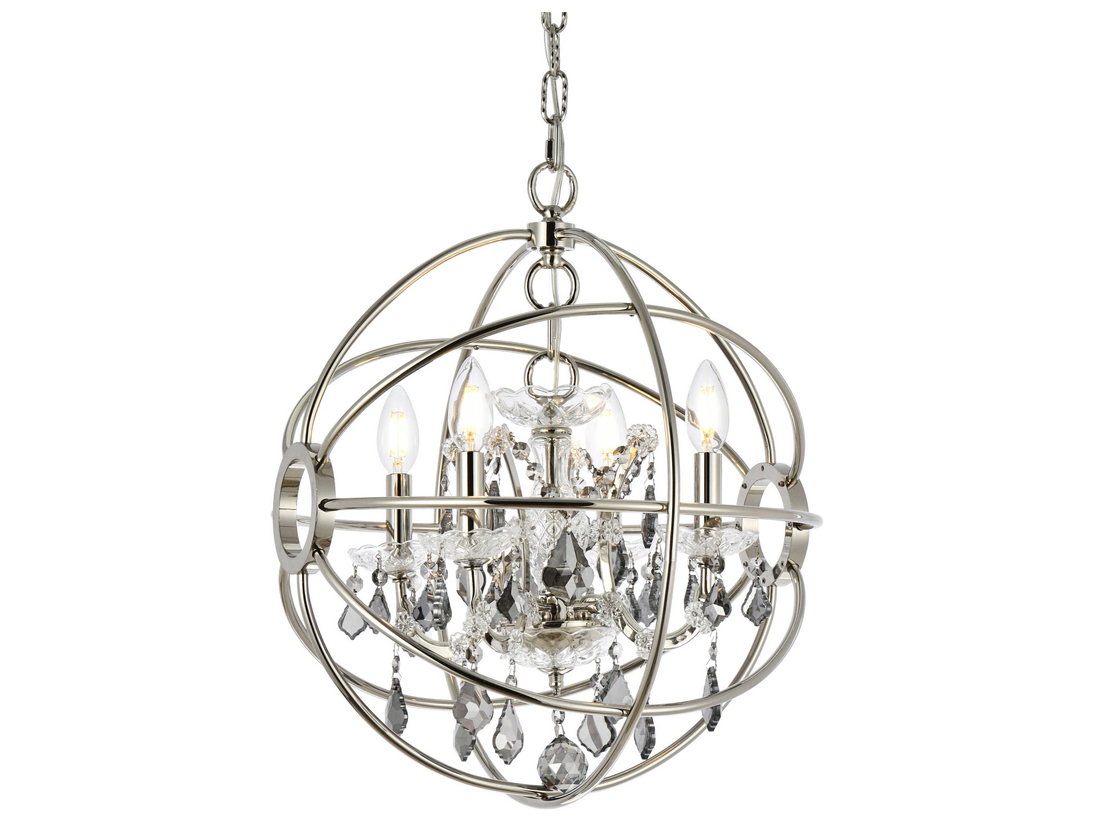 Elegant Lighting Geneva 4-Light Polished Nickel Crystal Candelabra Chandelier