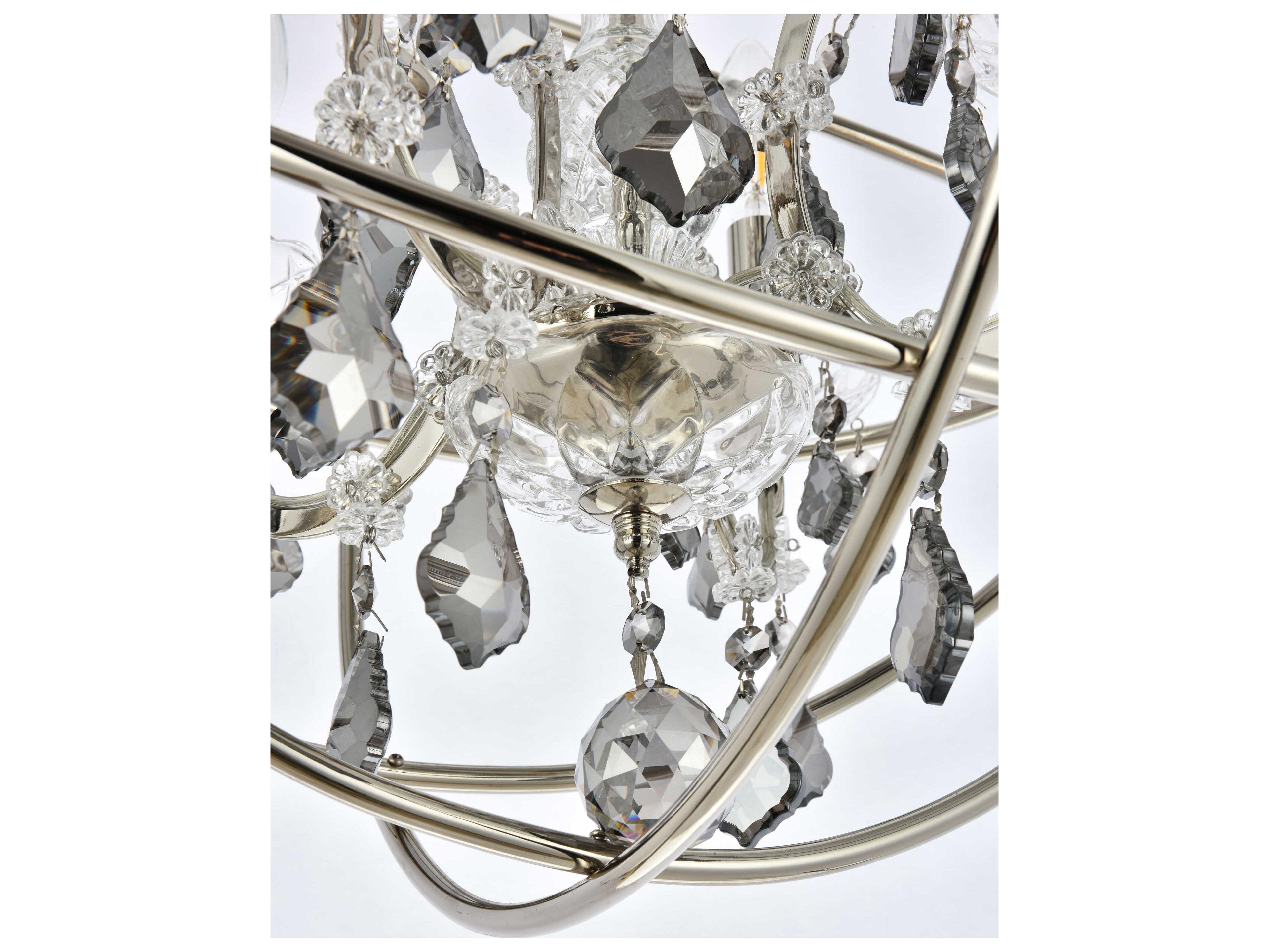 Elegant Lighting Geneva 4-Light Polished Nickel Crystal Candelabra Chandelier