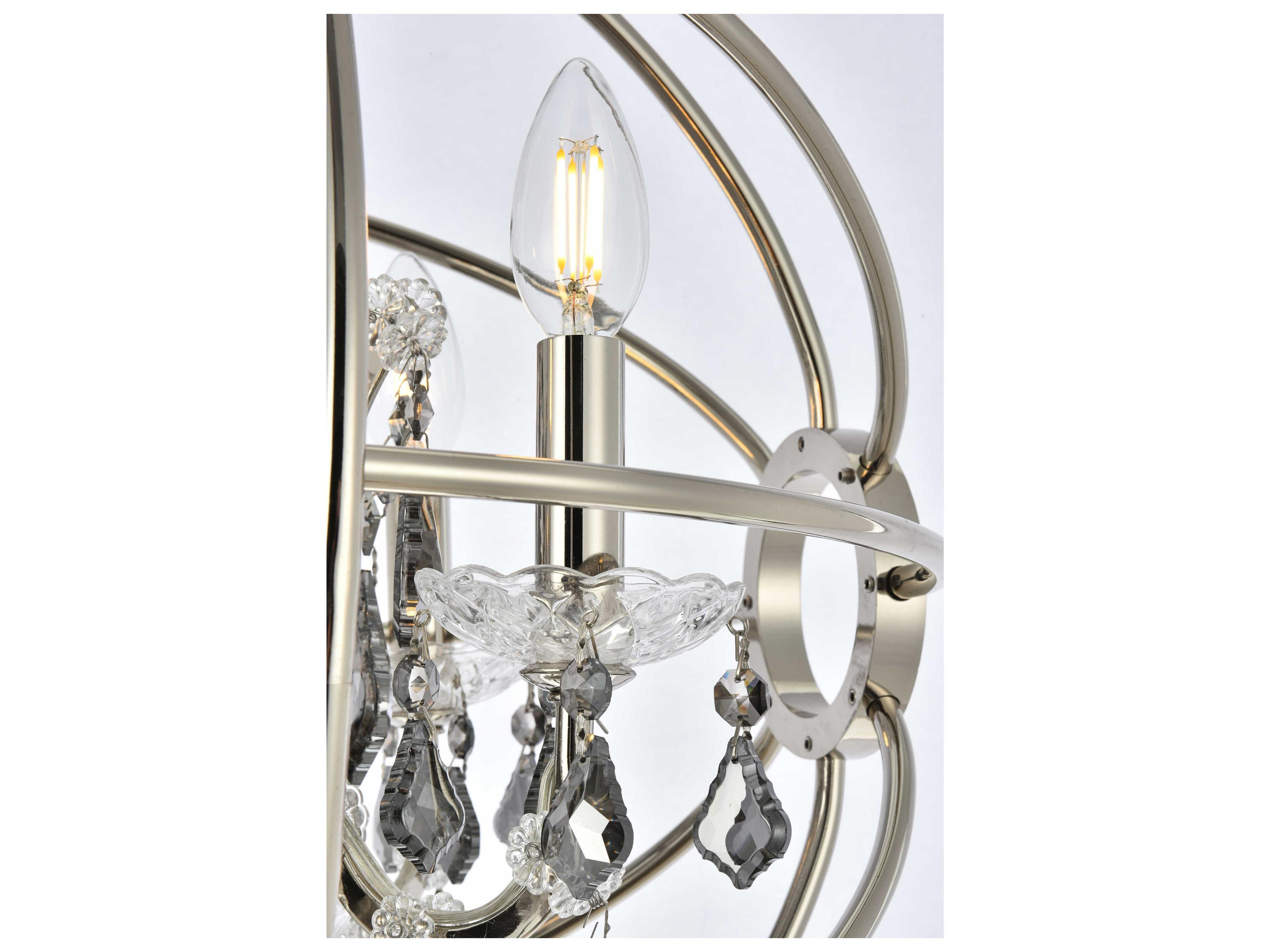 Elegant Lighting Geneva 4-Light Polished Nickel Crystal Candelabra Chandelier