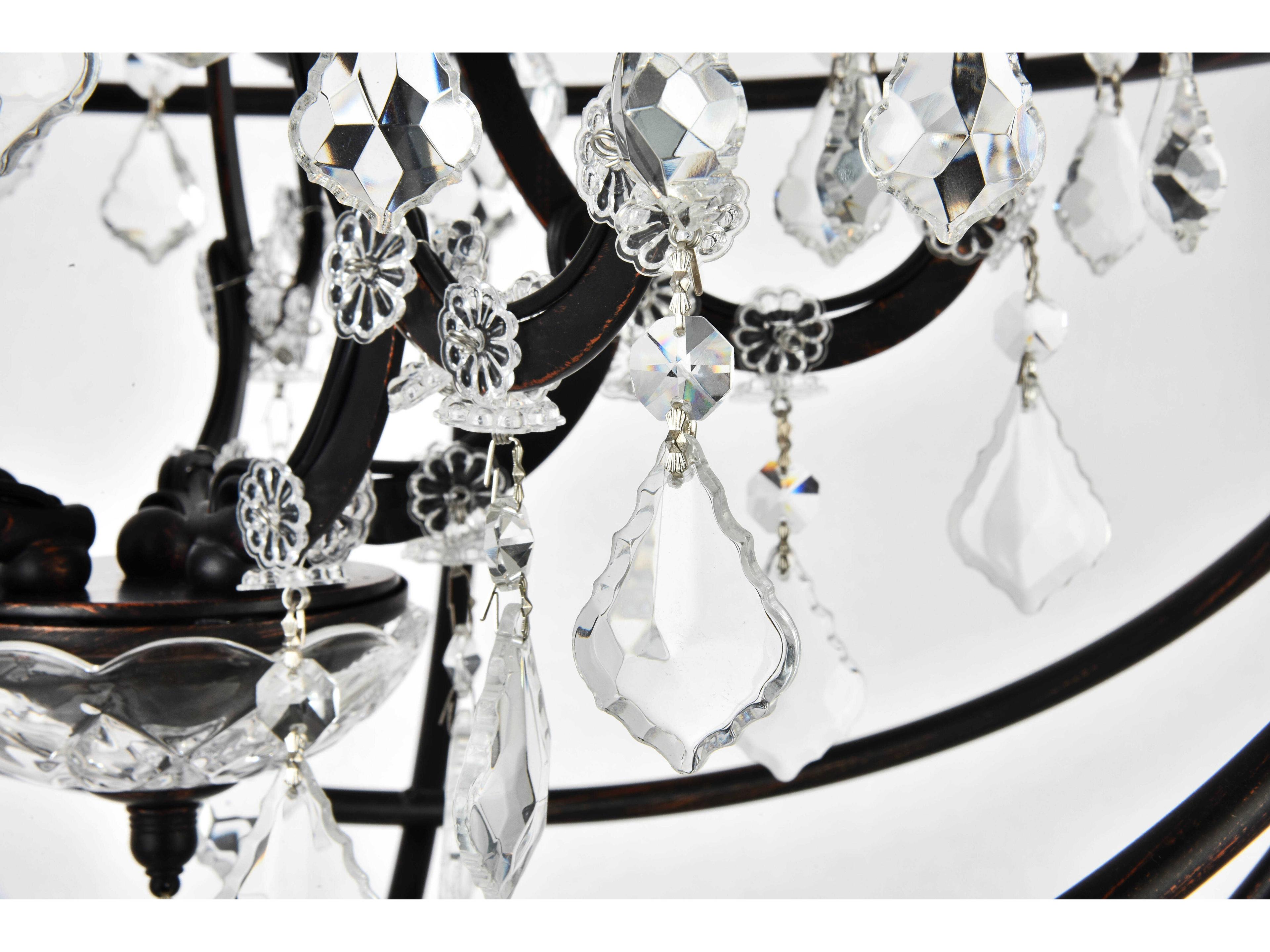 Elegant Lighting Geneva 5-Light Dark Bronze Crystal Candelabra Chandelier