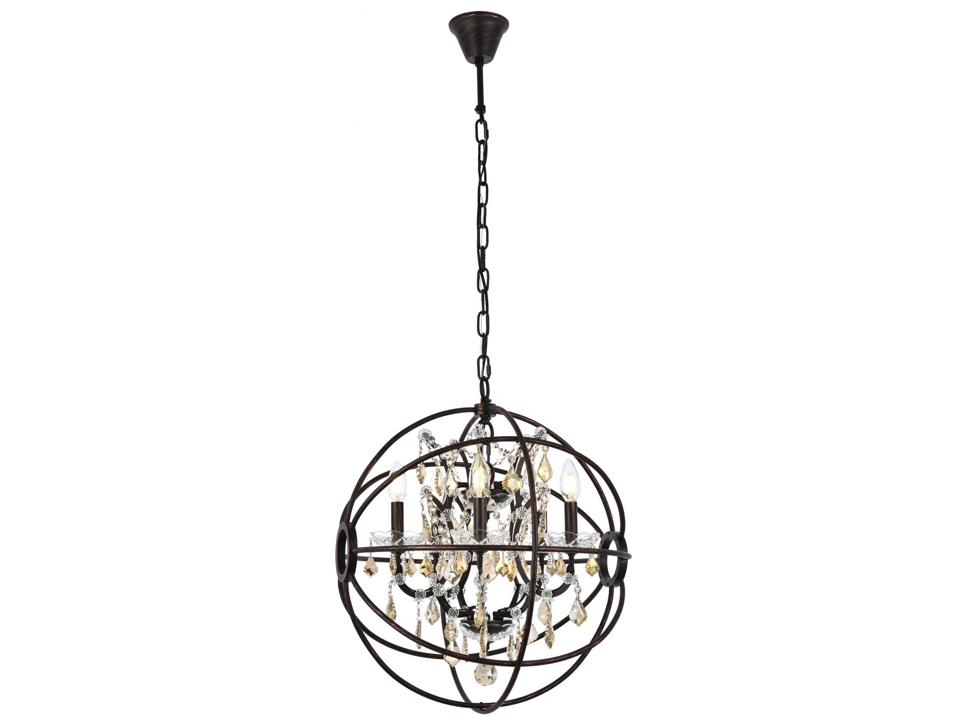 Elegant Lighting Geneva 5-Light Dark Bronze Crystal Candelabra Chandelier
