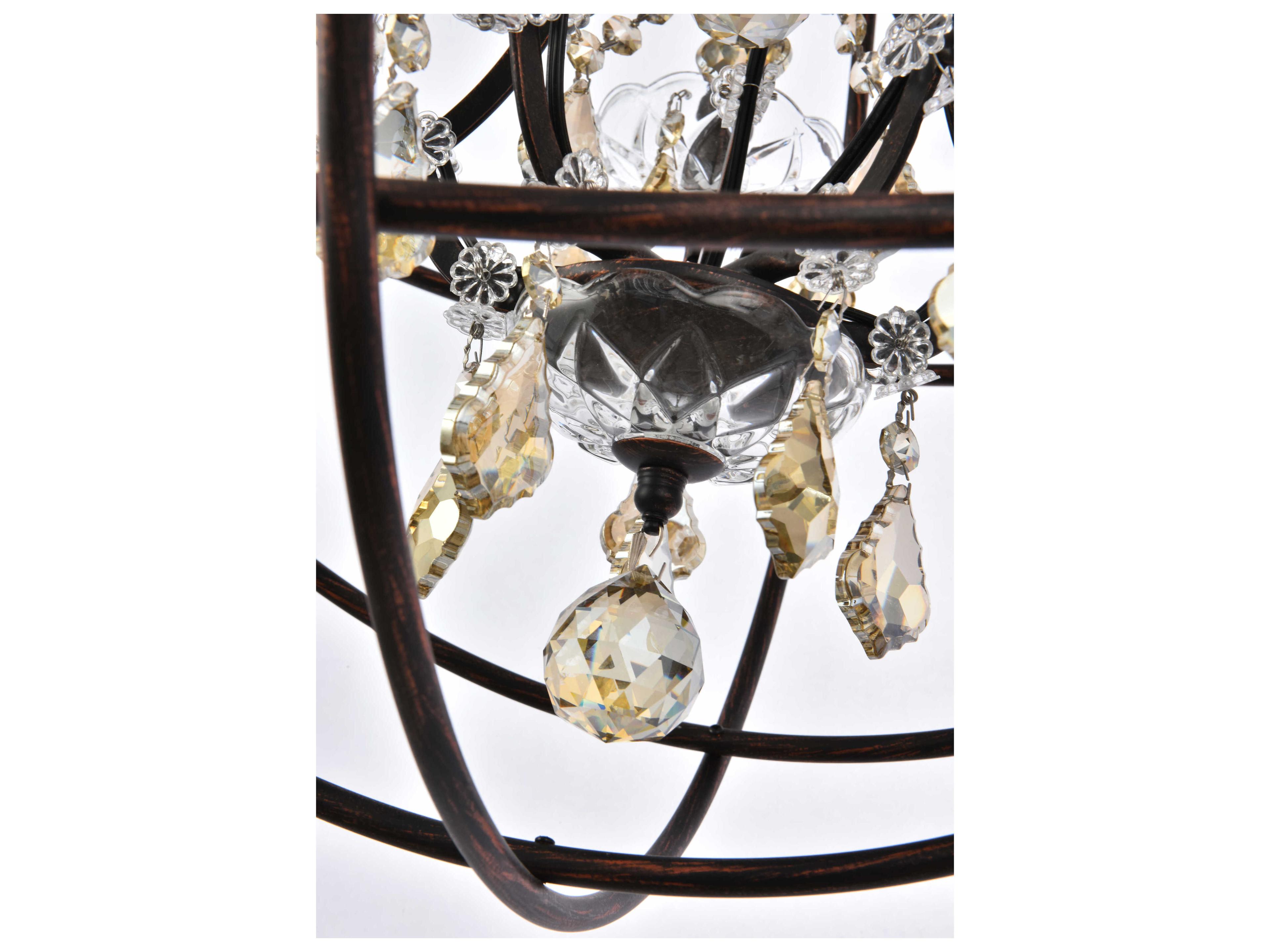 Elegant Lighting Geneva 5-Light Dark Bronze Crystal Candelabra Chandelier