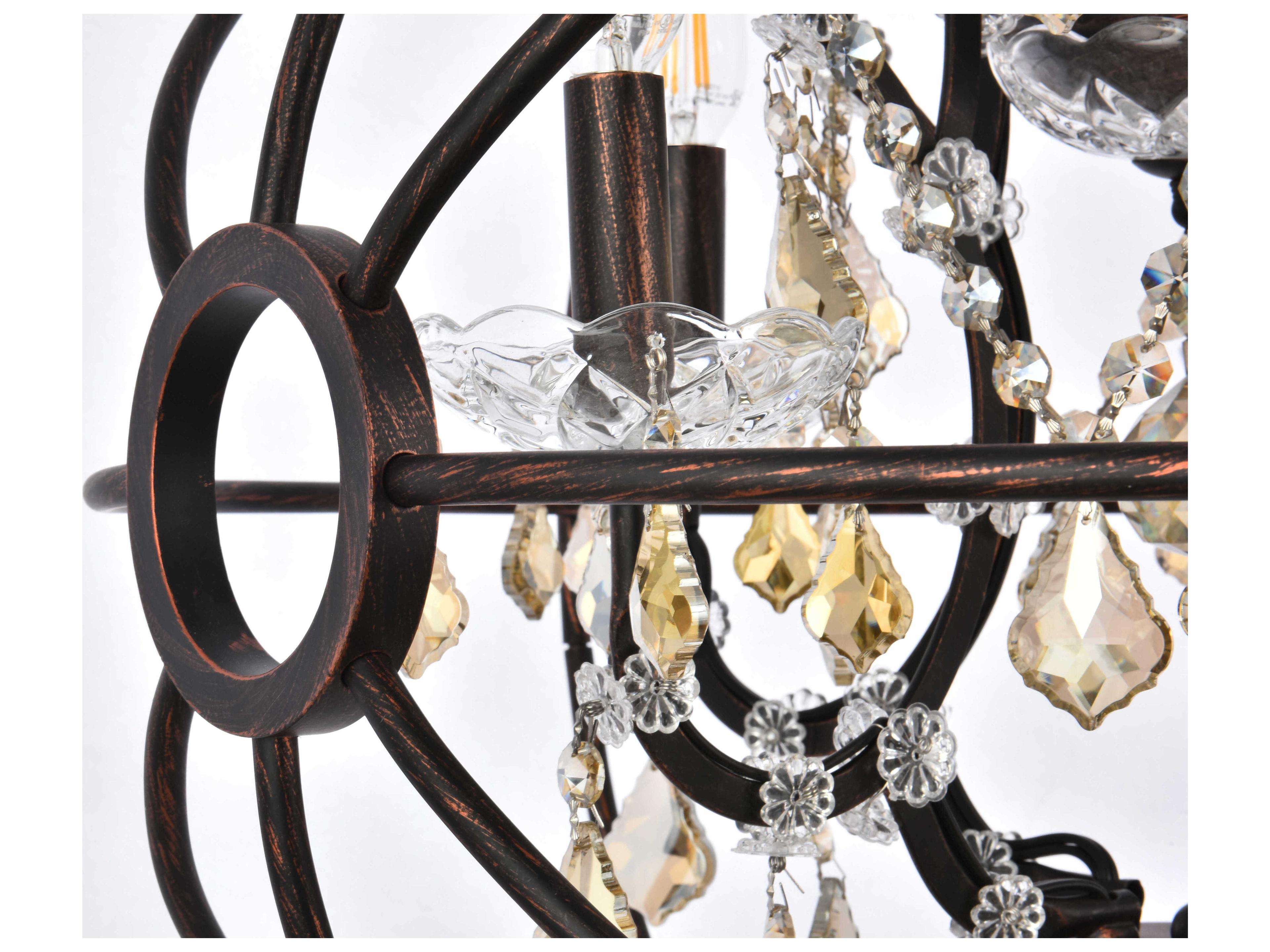 Elegant Lighting Geneva 5-Light Dark Bronze Crystal Candelabra Chandelier