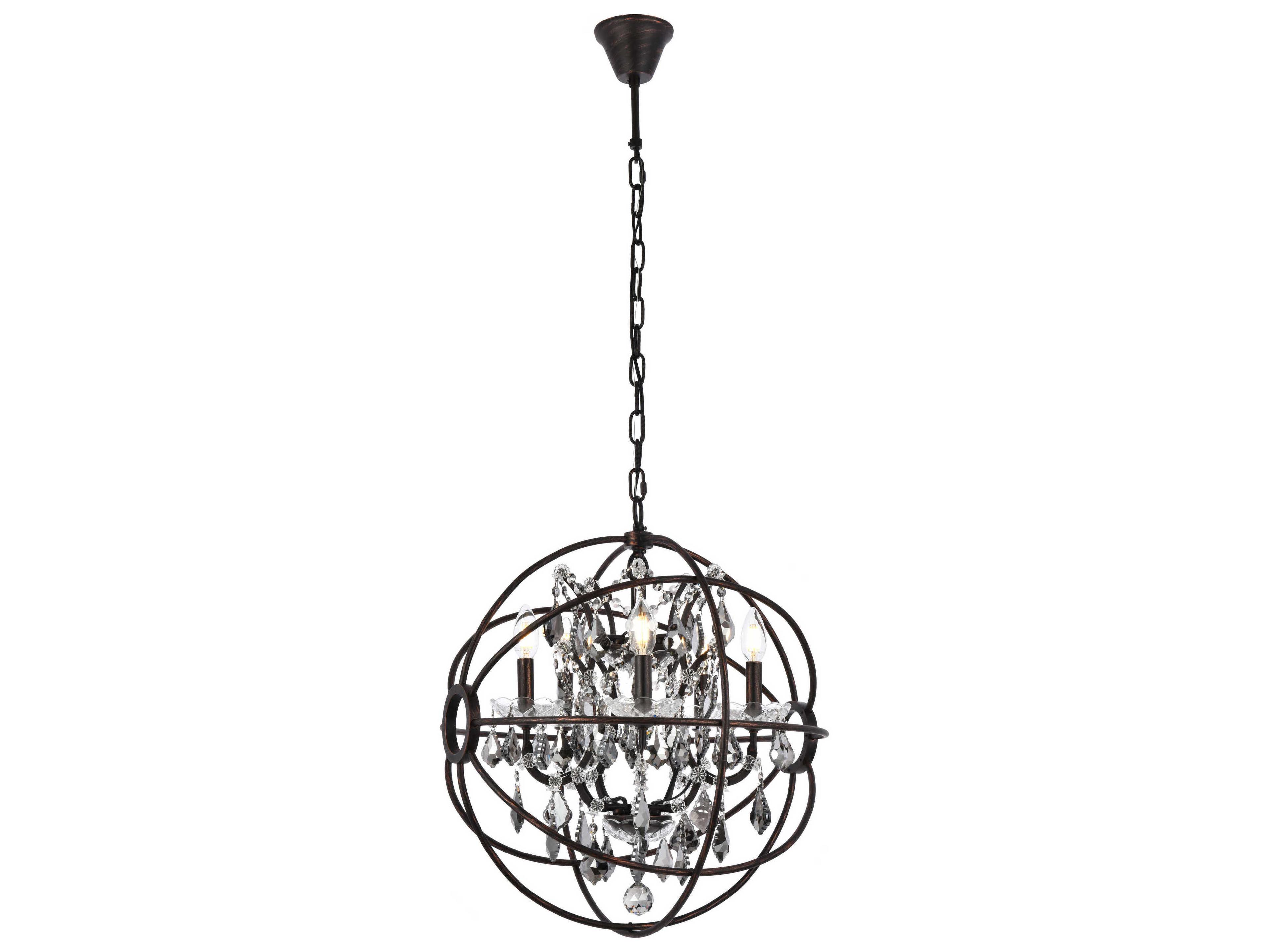 Elegant Lighting Geneva 5-Light Dark Bronze Crystal Candelabra Chandelier