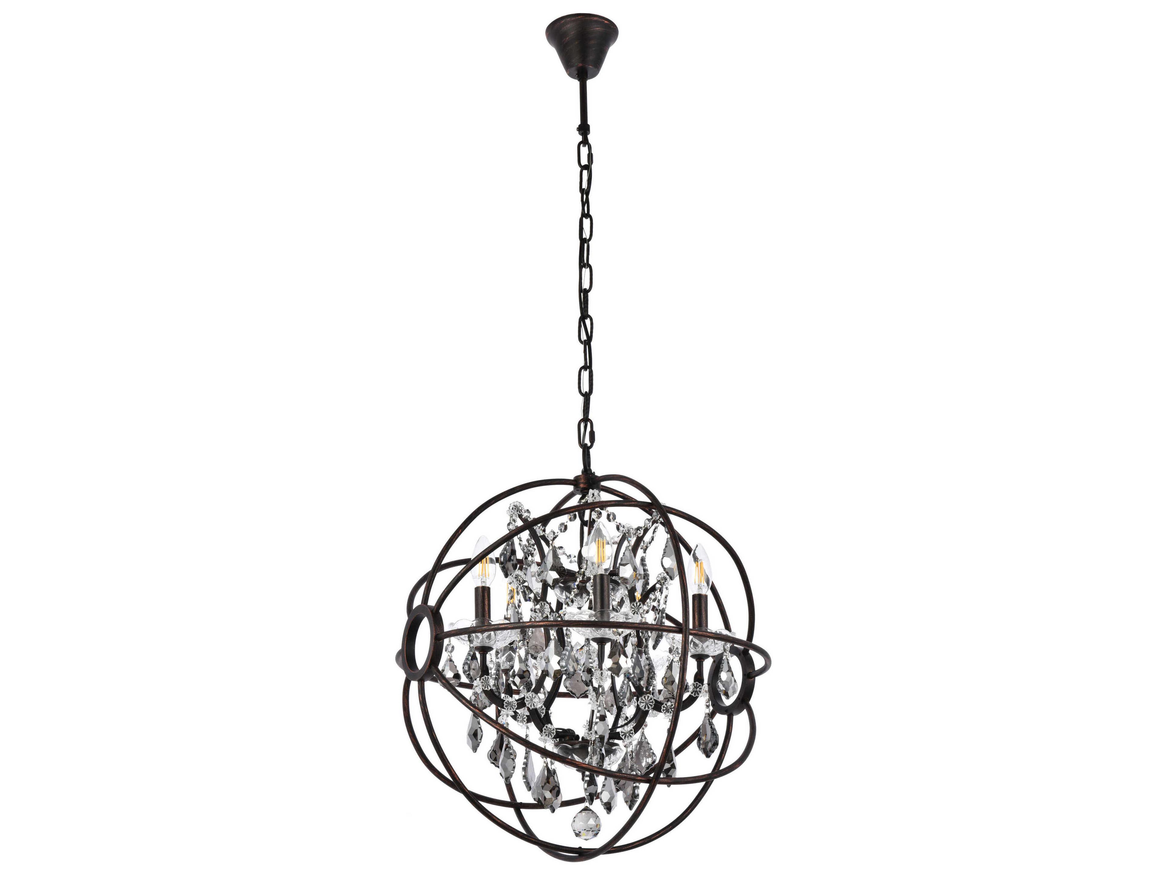 Elegant Lighting Geneva 5-Light Dark Bronze Crystal Candelabra Chandelier