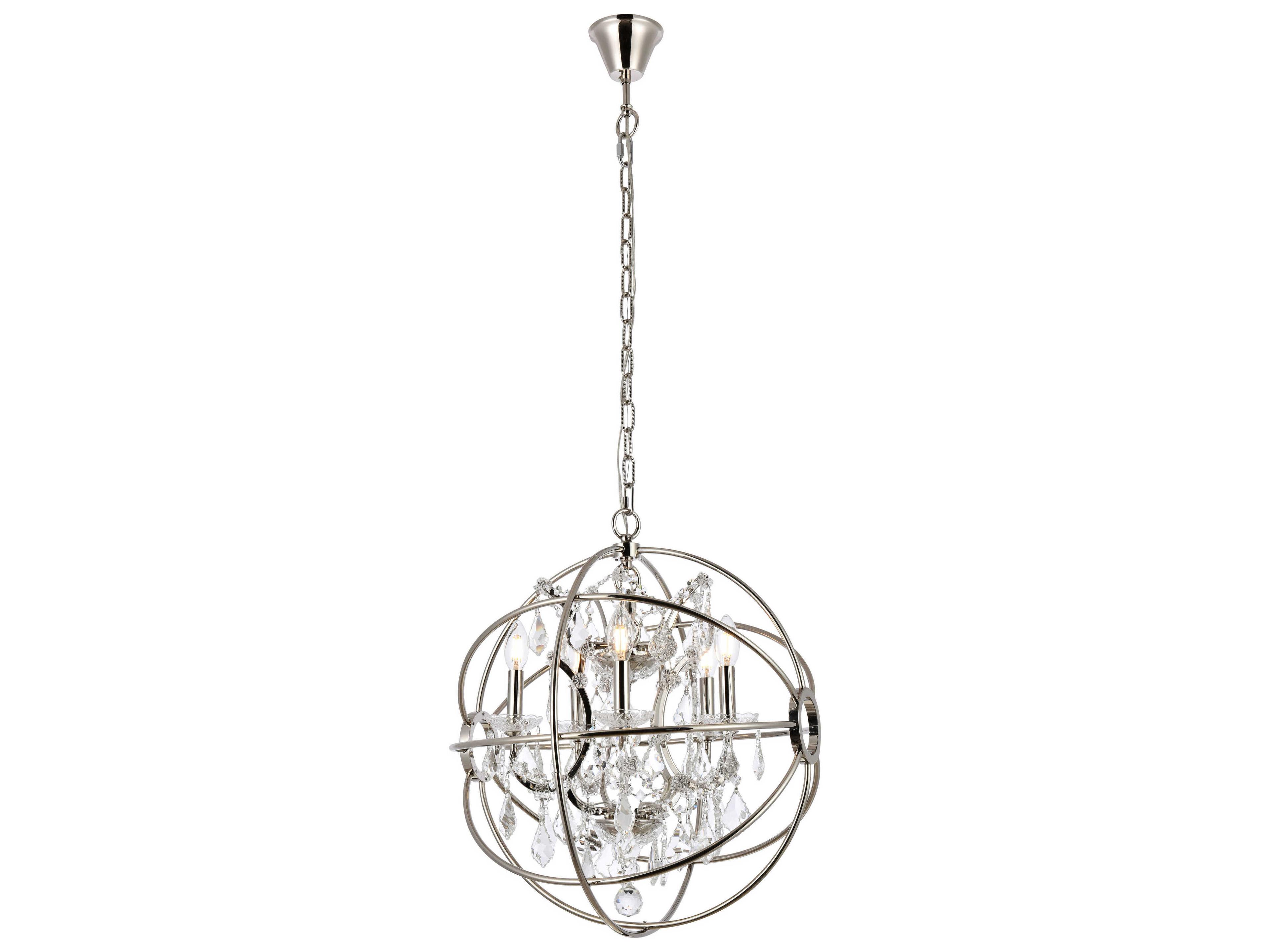 Elegant Lighting Geneva 5-Light Polished Nickel Crystal Candelabra Chandelier
