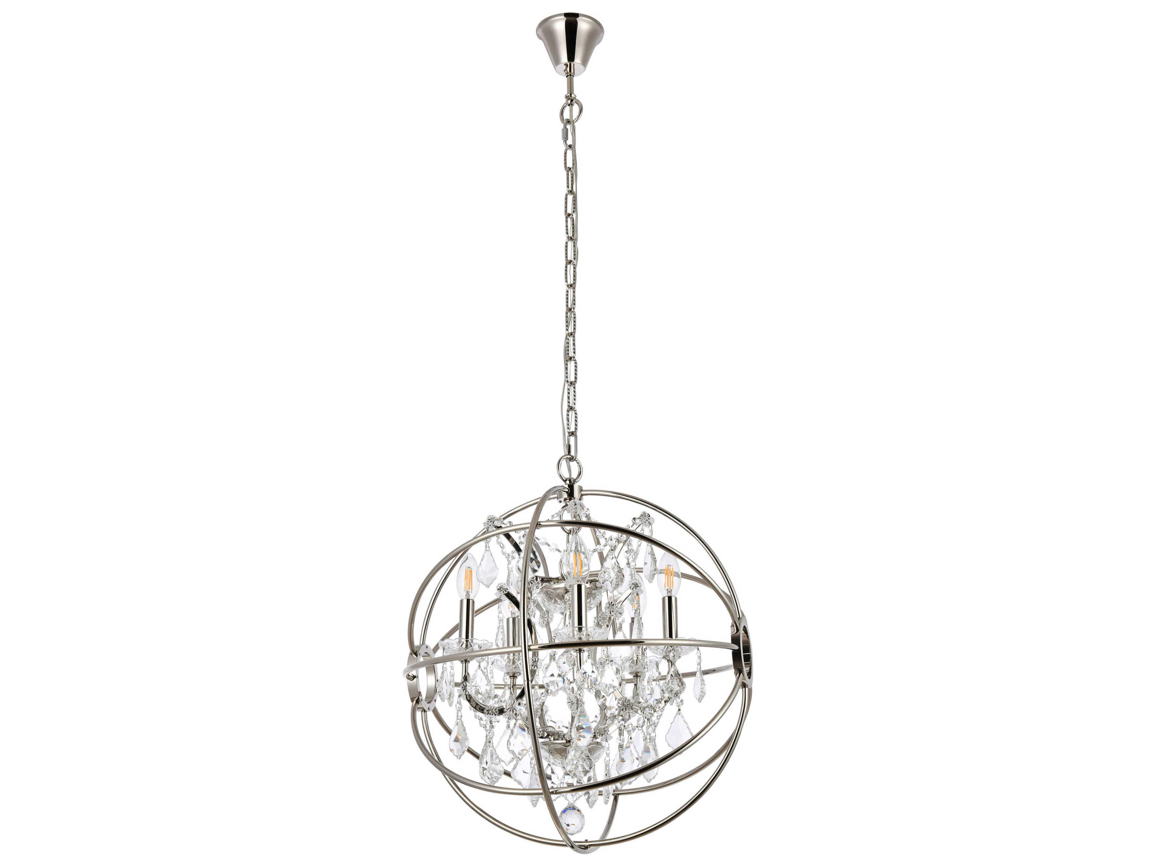 Elegant Lighting Geneva 5-Light Polished Nickel Crystal Candelabra Chandelier