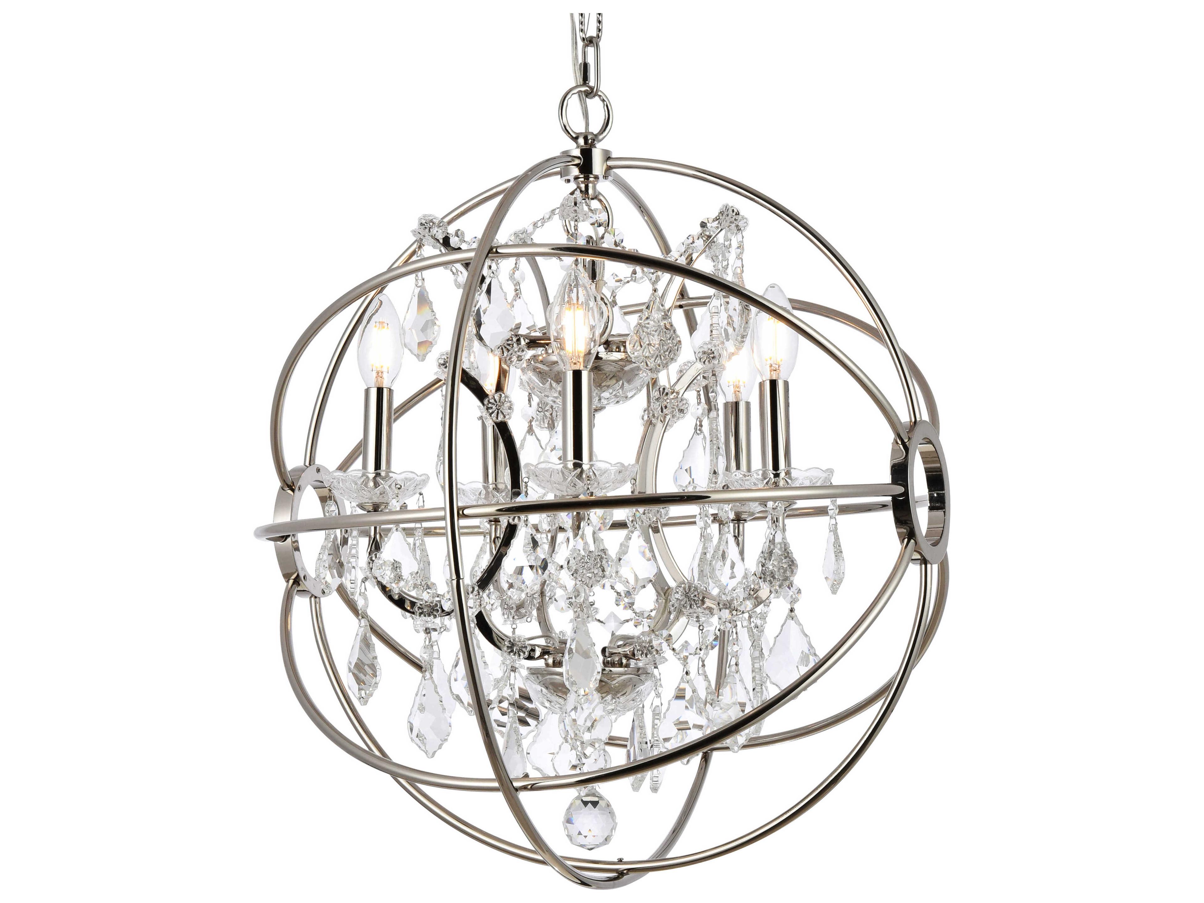 Elegant Lighting Geneva 5-Light Polished Nickel Crystal Candelabra Chandelier