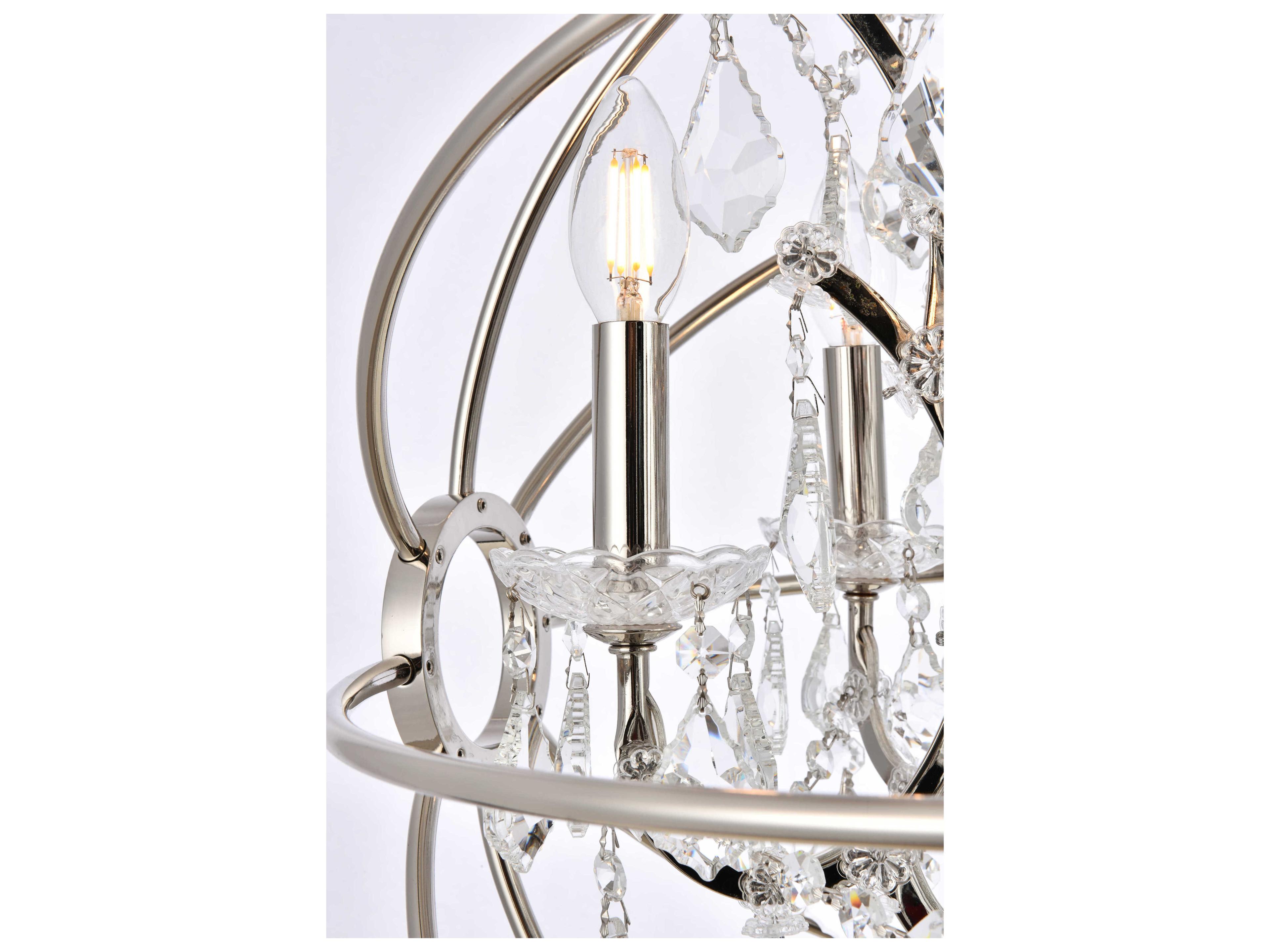 Elegant Lighting Geneva 5-Light Polished Nickel Crystal Candelabra Chandelier