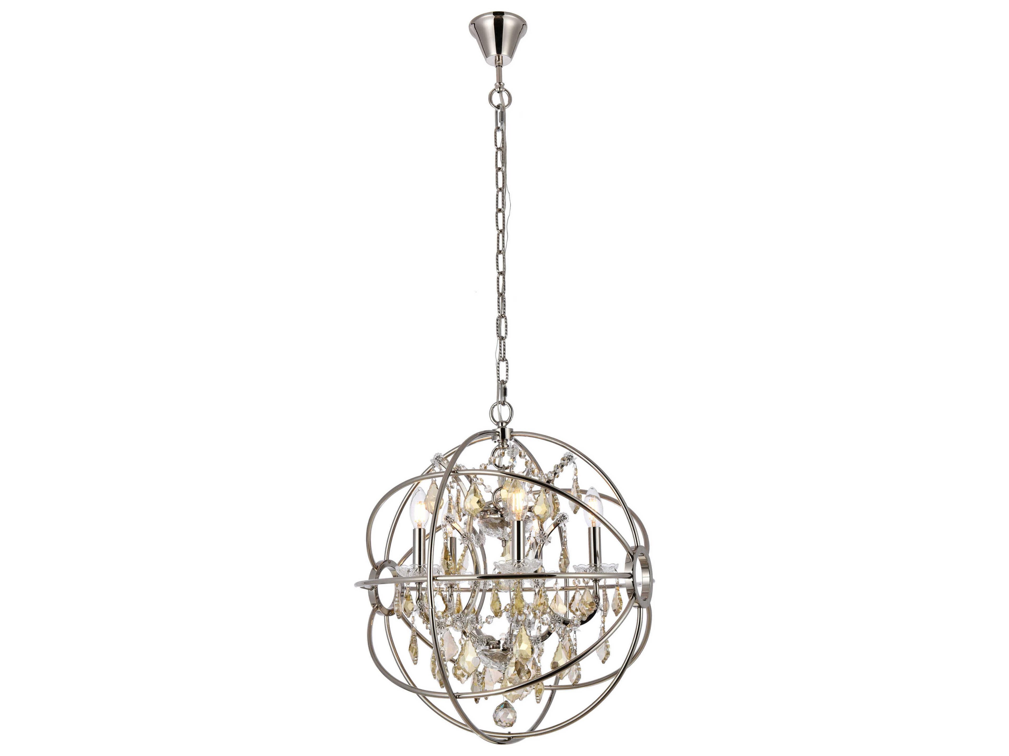 Elegant Lighting Geneva 5-Light Polished Nickel Crystal Candelabra Chandelier