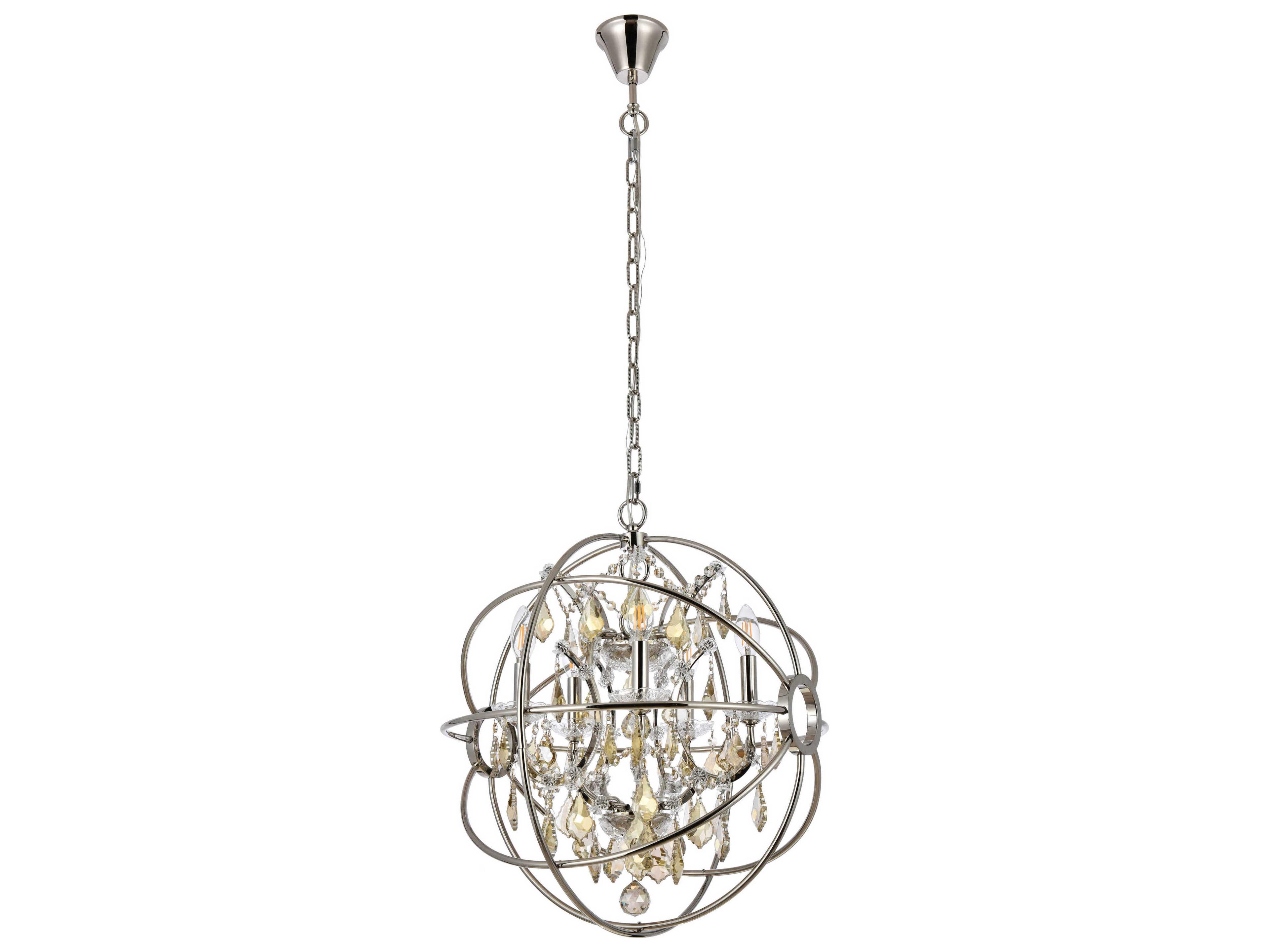 Elegant Lighting Geneva 5-Light Polished Nickel Crystal Candelabra Chandelier