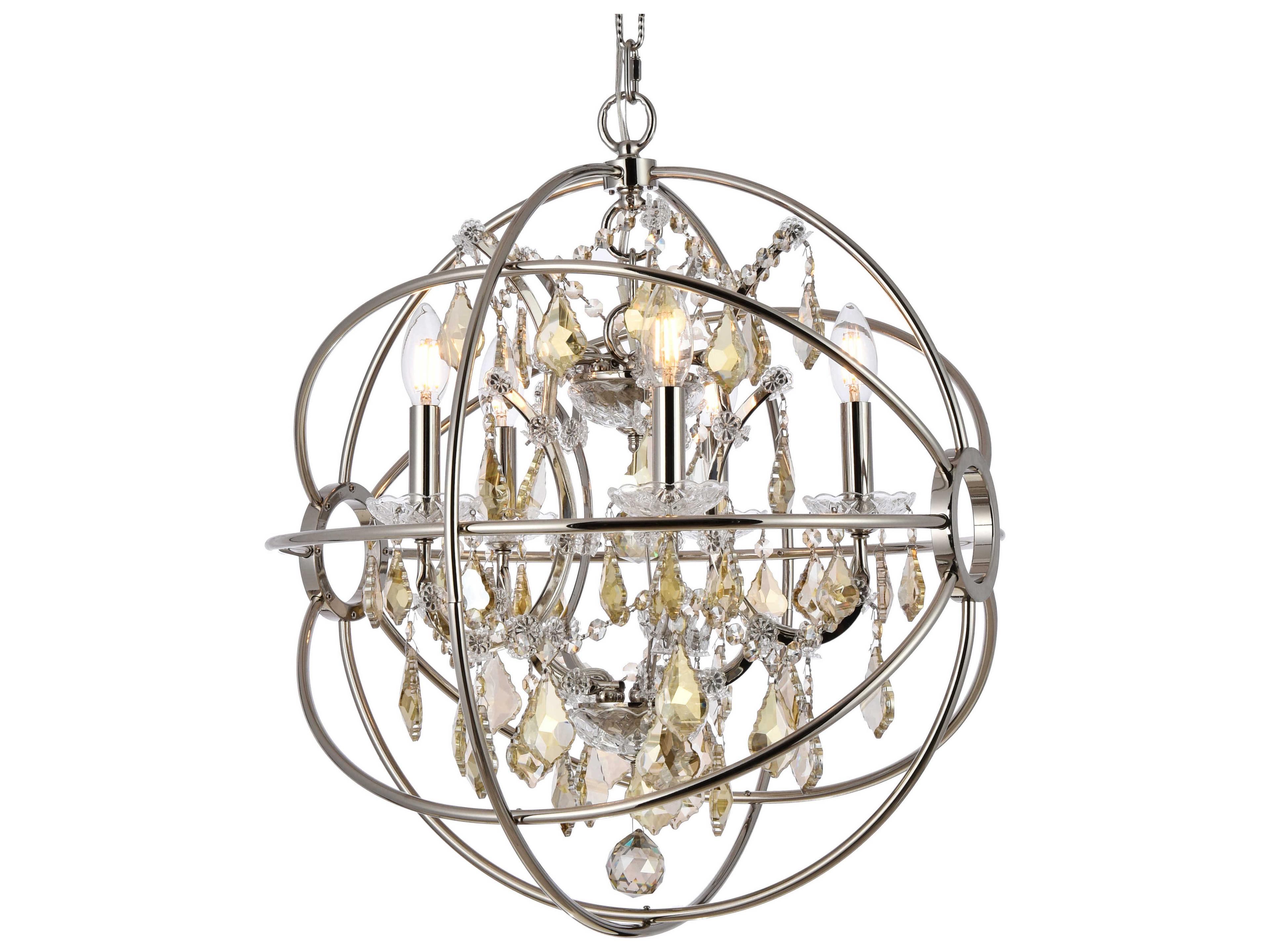 Elegant Lighting Geneva 5-Light Polished Nickel Crystal Candelabra Chandelier