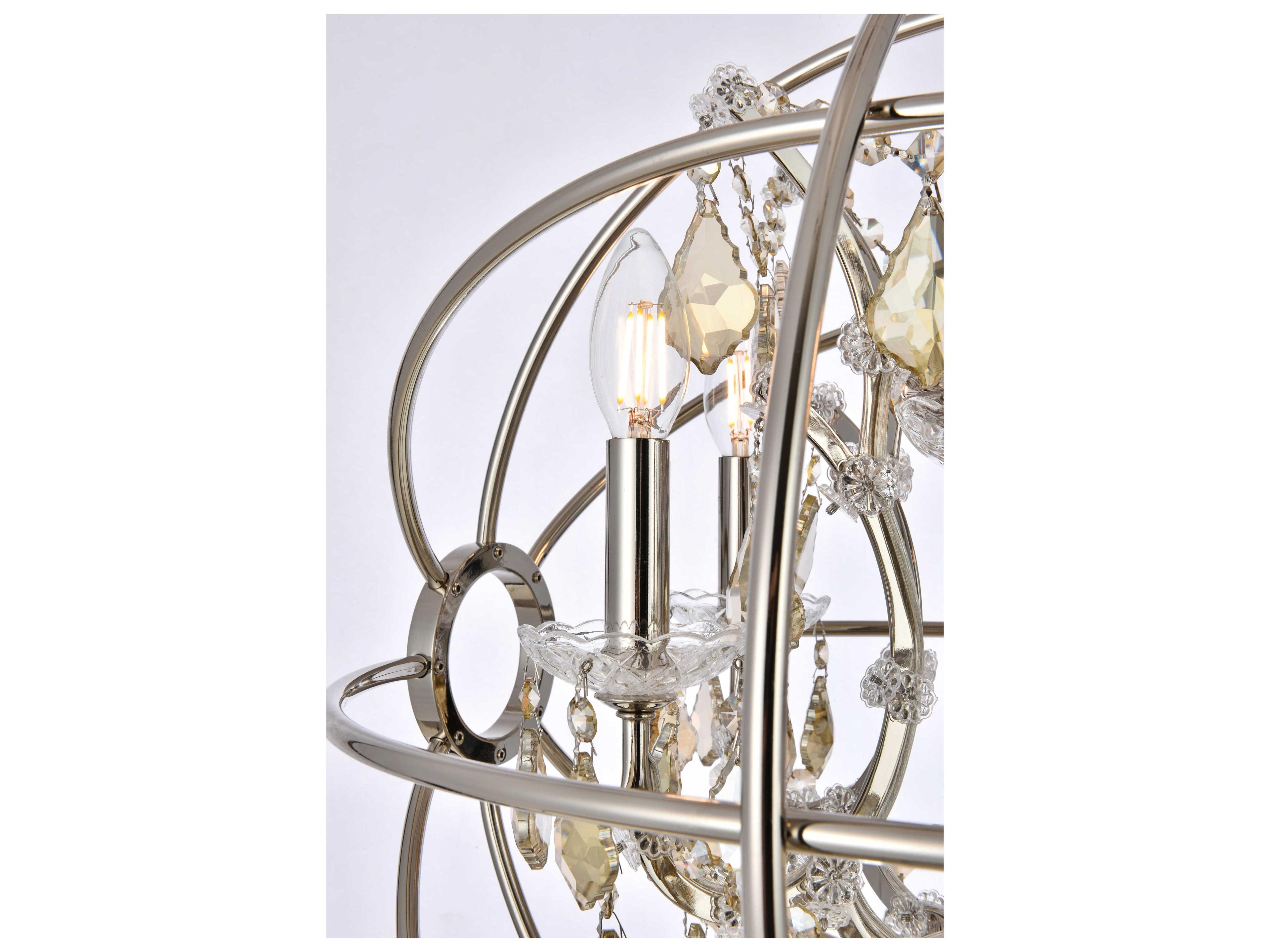 Elegant Lighting Geneva 5-Light Polished Nickel Crystal Candelabra Chandelier