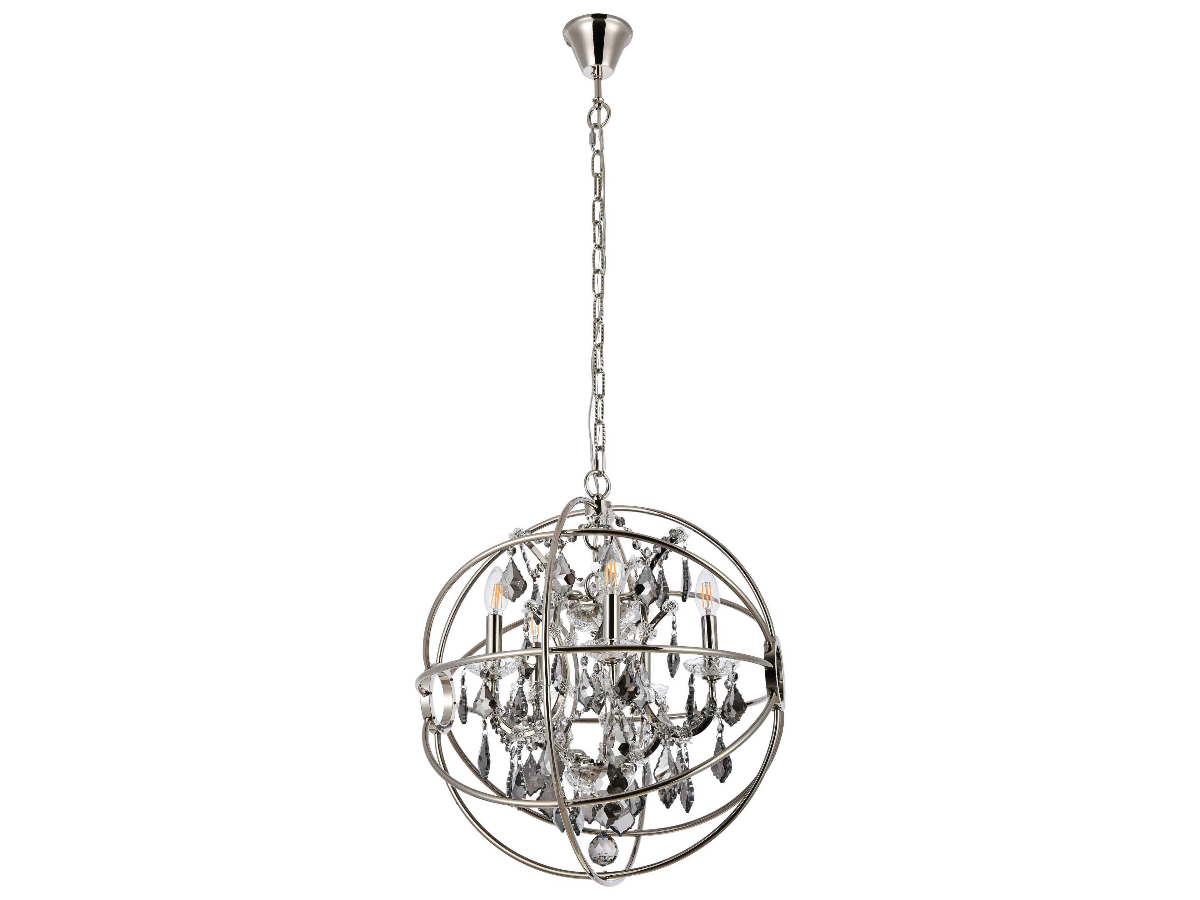 Elegant Lighting Geneva 5-Light Polished Nickel Crystal Candelabra Chandelier