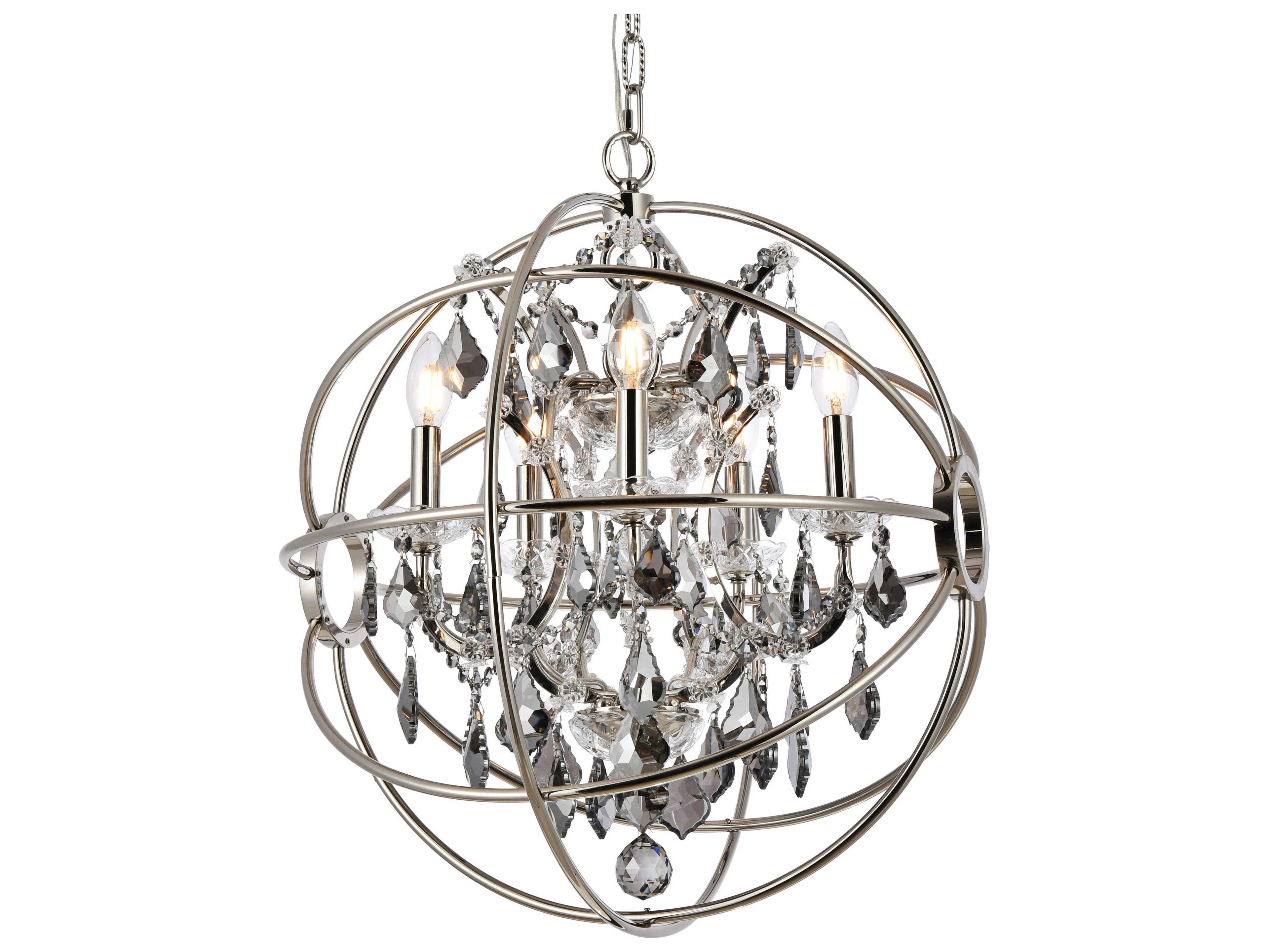 Elegant Lighting Geneva 5-Light Polished Nickel Crystal Candelabra Chandelier