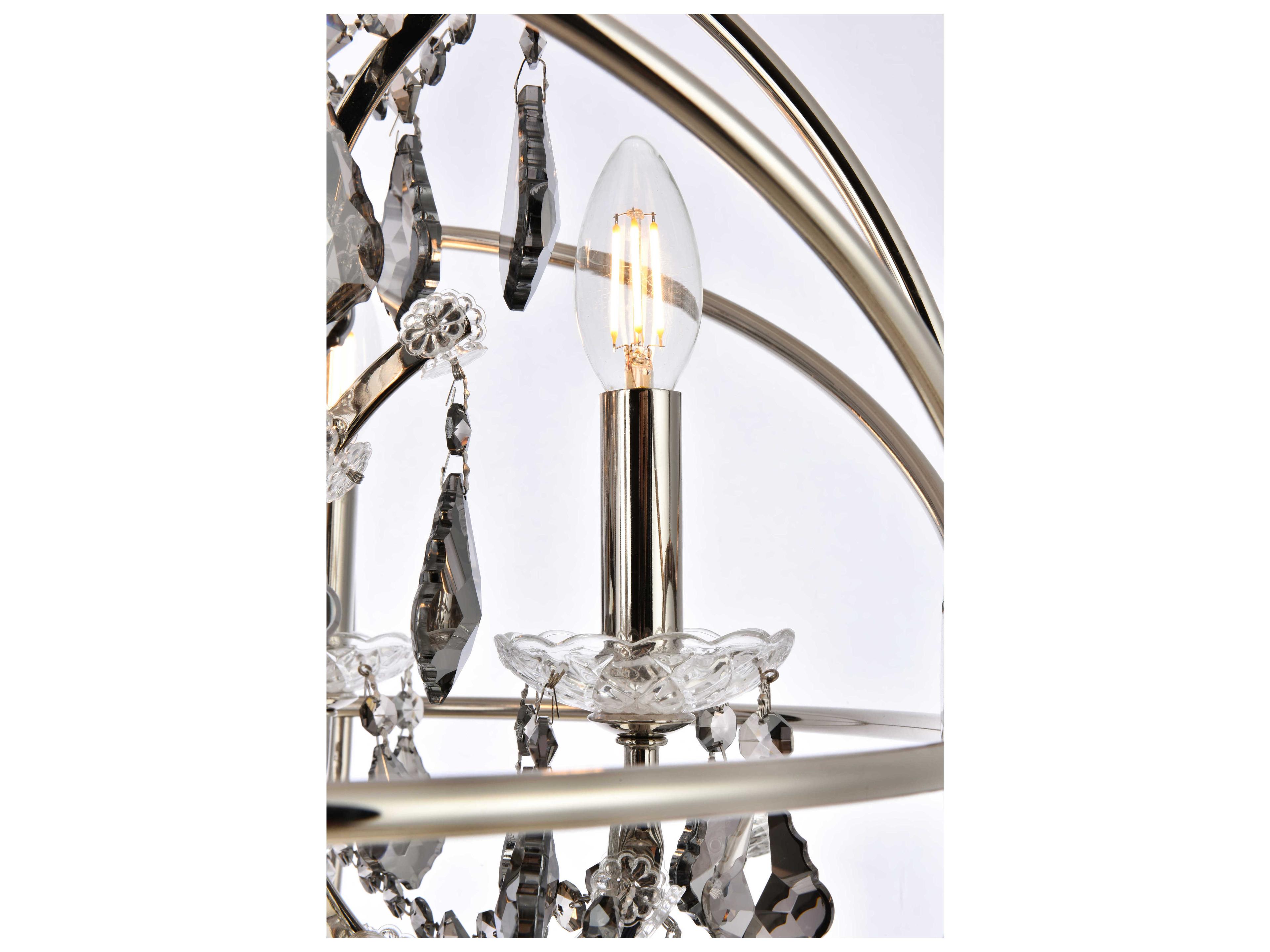 Elegant Lighting Geneva 5-Light Polished Nickel Crystal Candelabra Chandelier