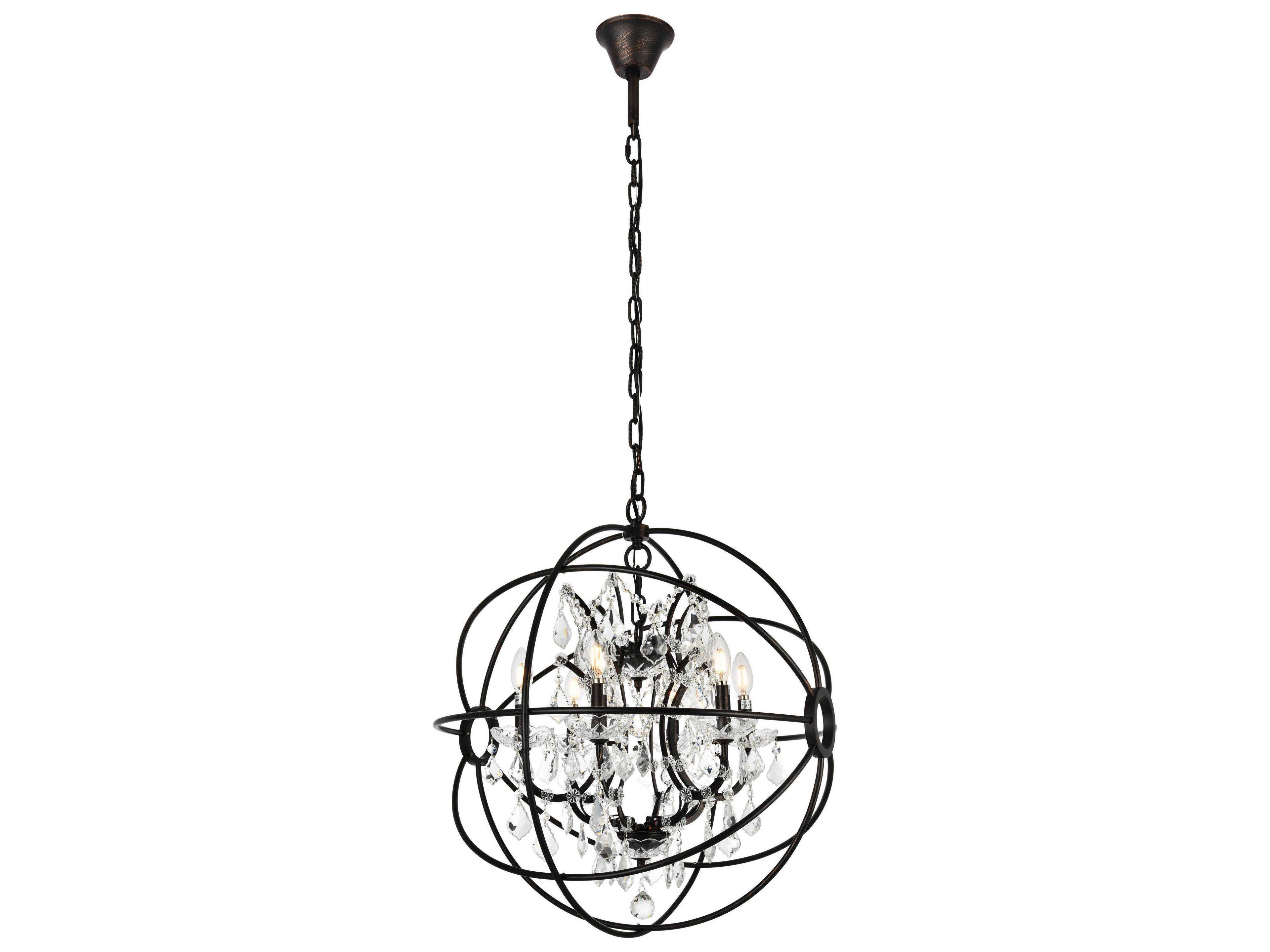 Elegant Lighting Geneva 6 -light Dark Bronze Crystal Candelabra Chandelier