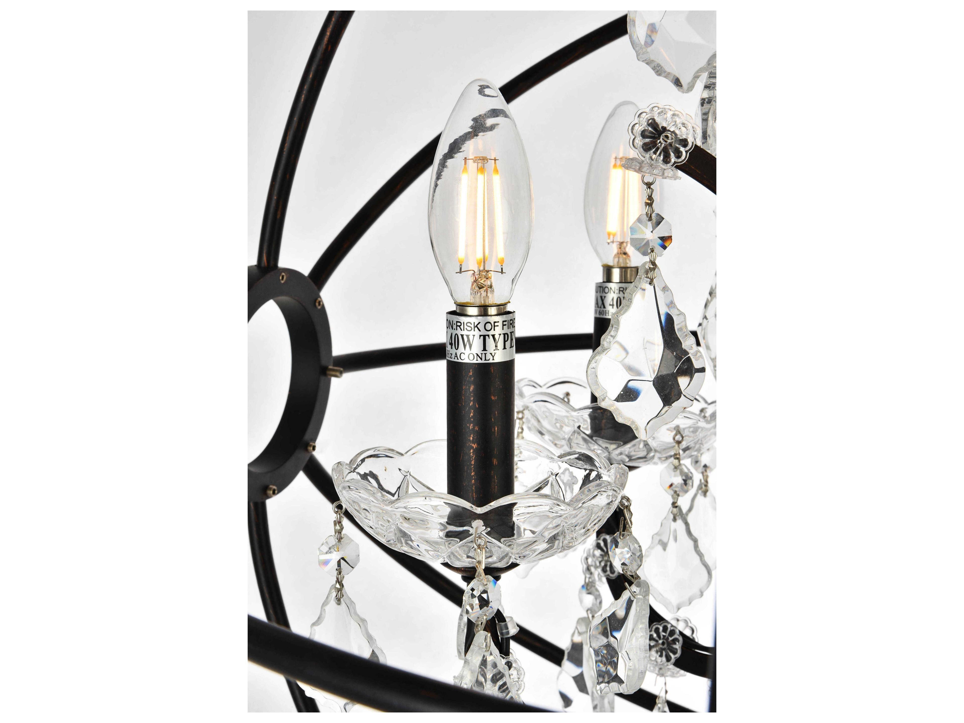Elegant Lighting Geneva 6 -light Dark Bronze Crystal Candelabra Chandelier