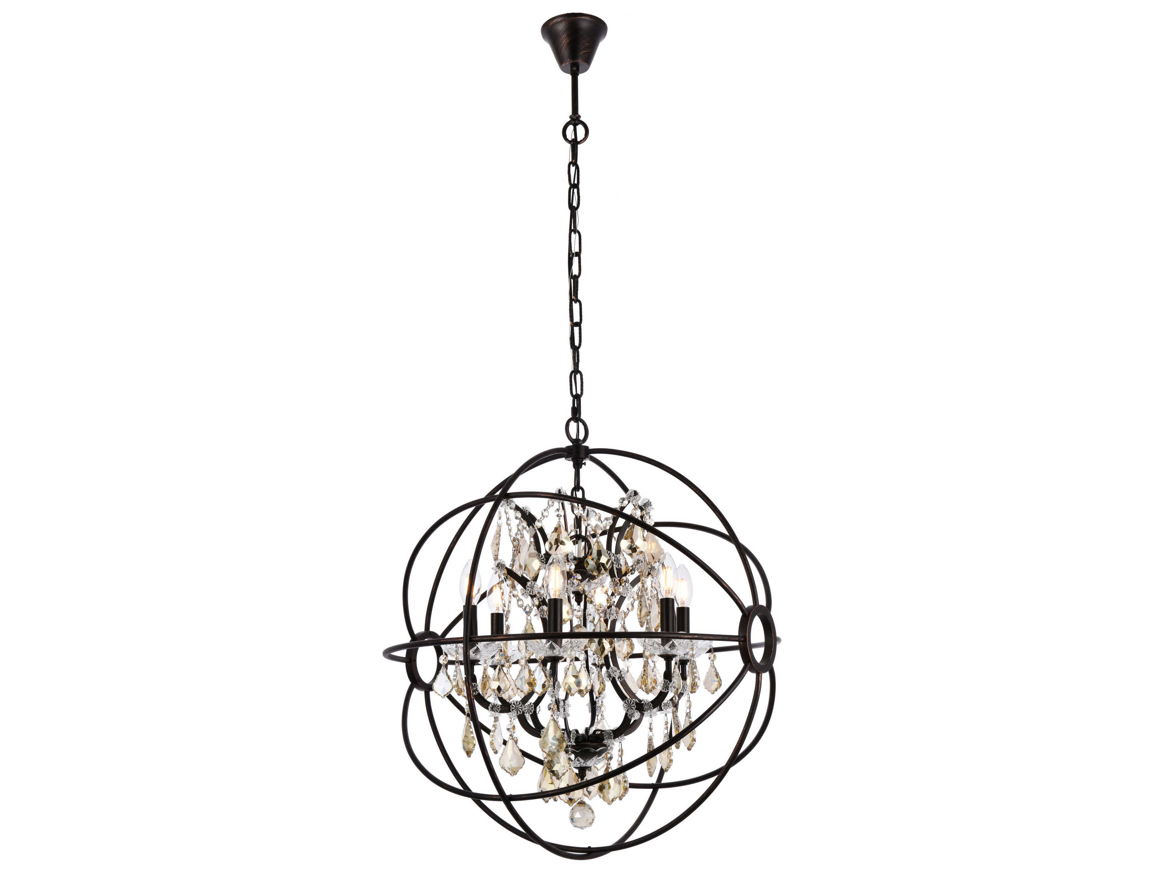 Elegant Lighting Geneva 6 -light Dark Bronze Crystal Candelabra Chandelier