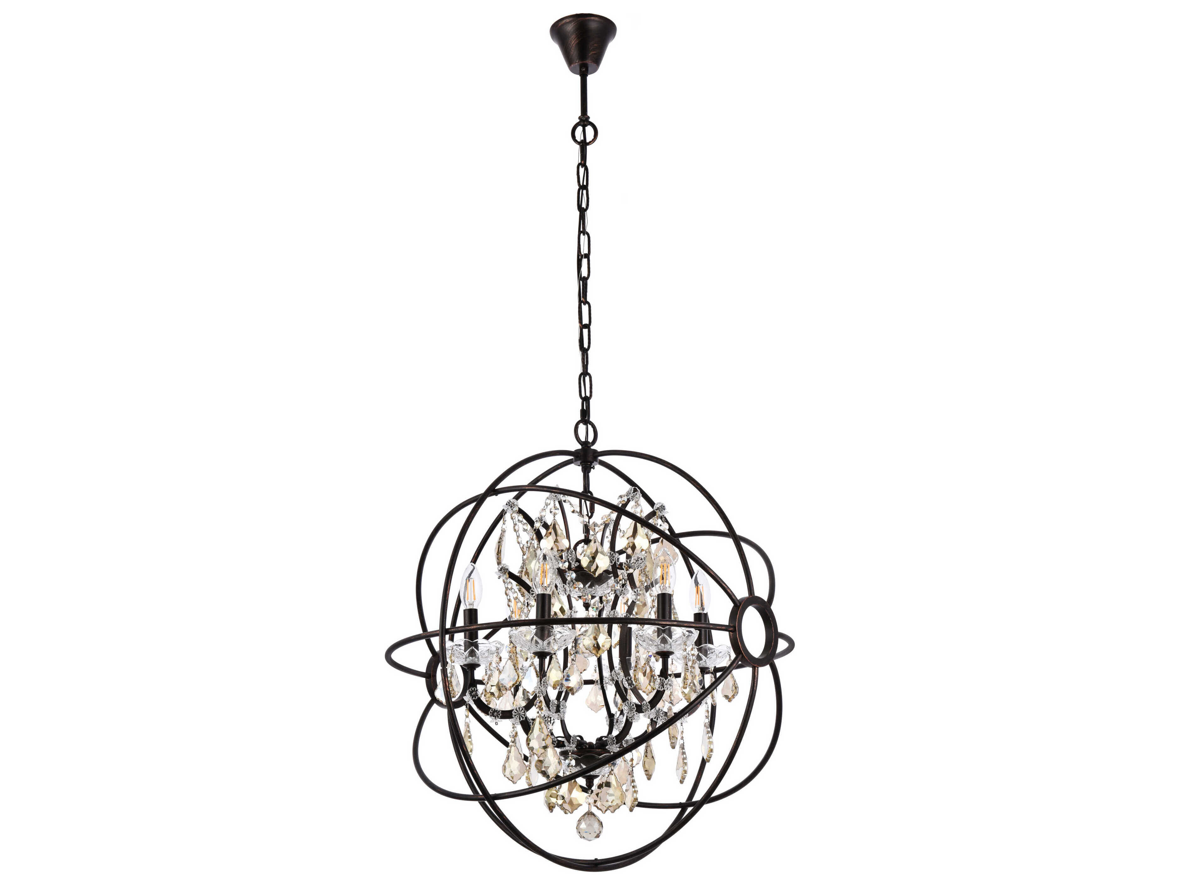 Elegant Lighting Geneva 6 -light Dark Bronze Crystal Candelabra Chandelier