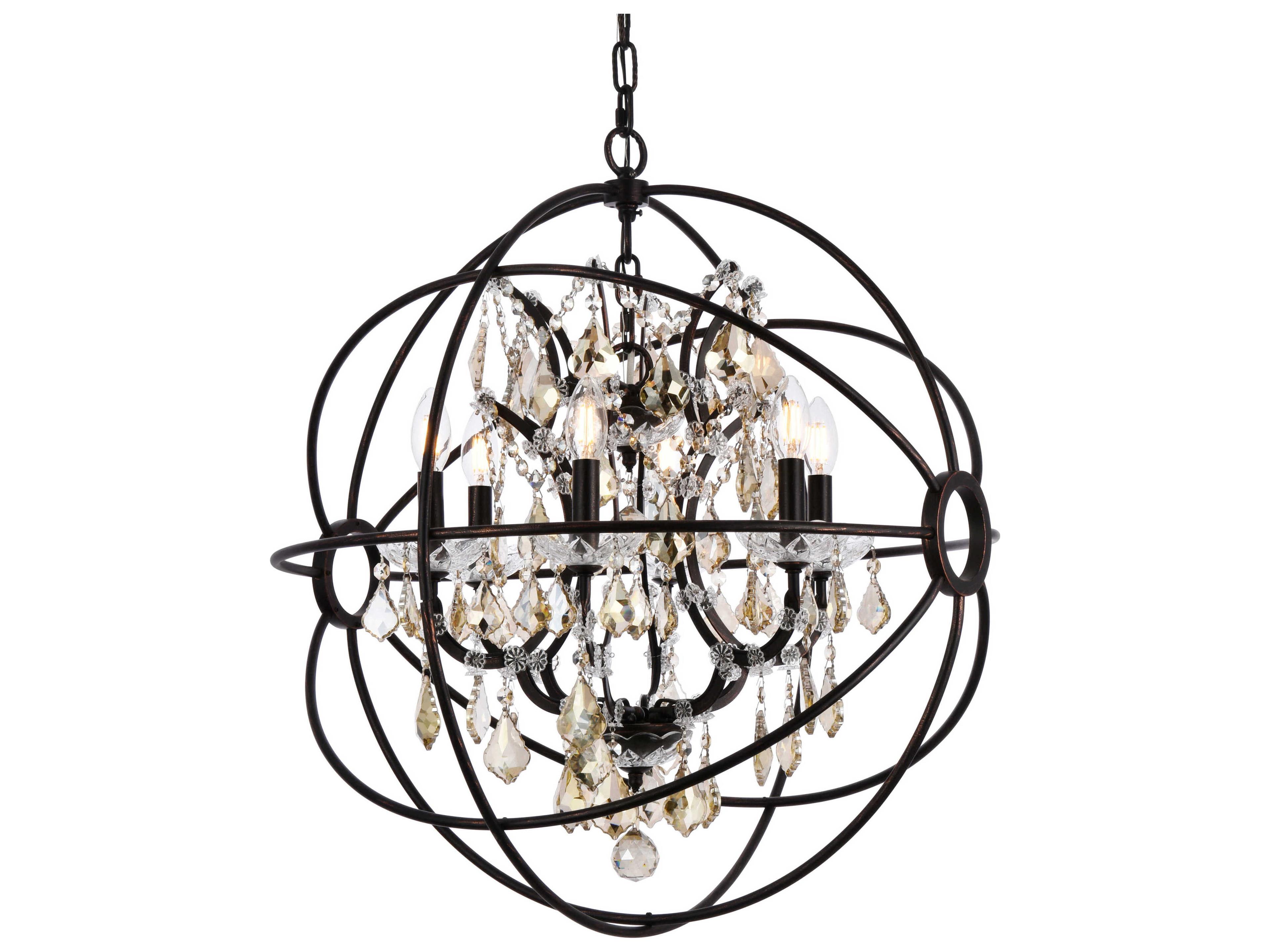 Elegant Lighting Geneva 6 -light Dark Bronze Crystal Candelabra Chandelier